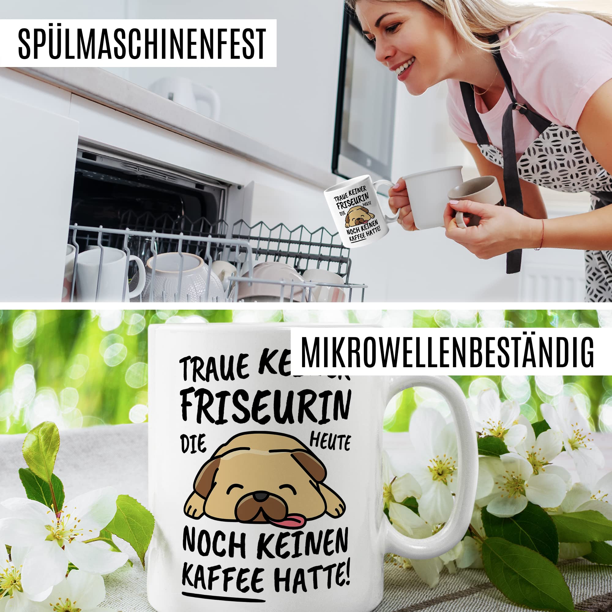 Tasse Friseurin lustig Friseurin Geschenk Beruf Spruch Kaffeebecher Friseurinnen Geschenkidee Coiffeurin Haarschneiderin Hair-Stylistin Friseuse Frisöse Kaffee-Tasse Teetasse Becher