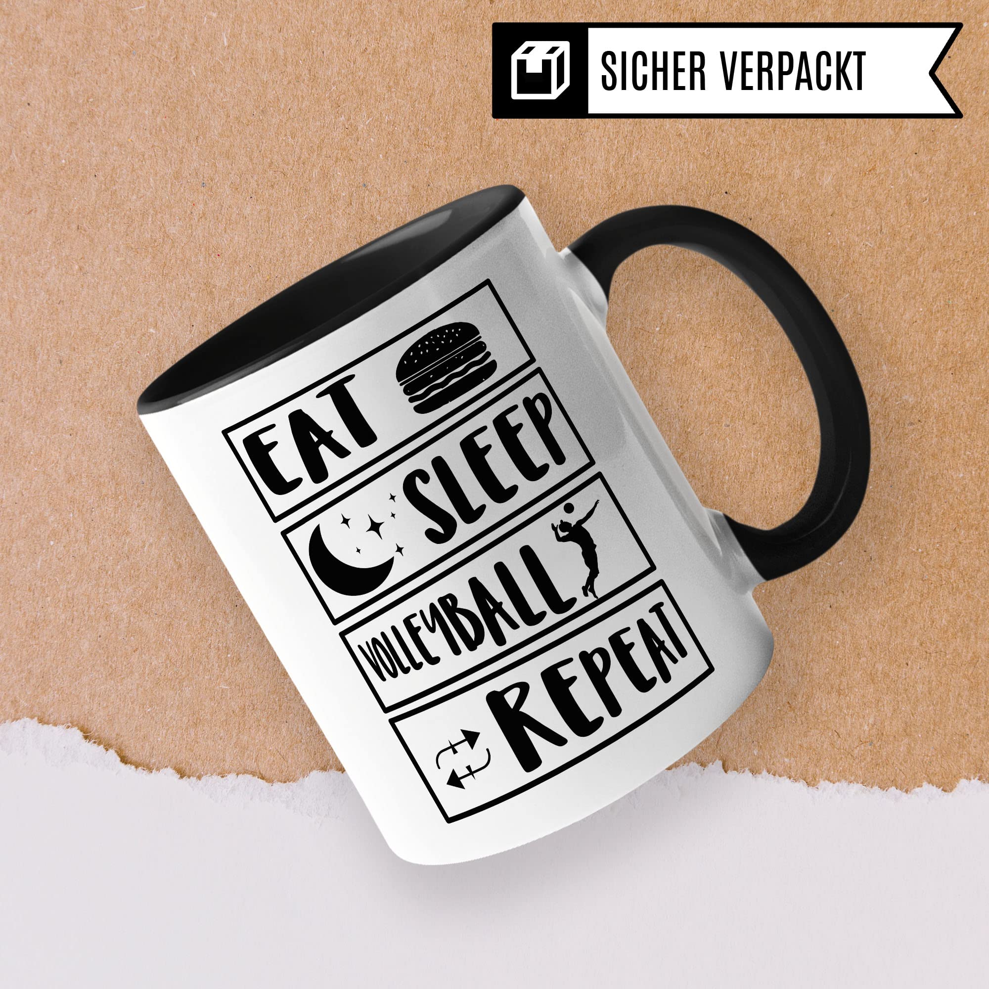 Volleyball Tasse Geschenkidee Kaffeetasse Humor Witz Geschenk für Volleyballspieler Kaffeebecher Beachball Becher