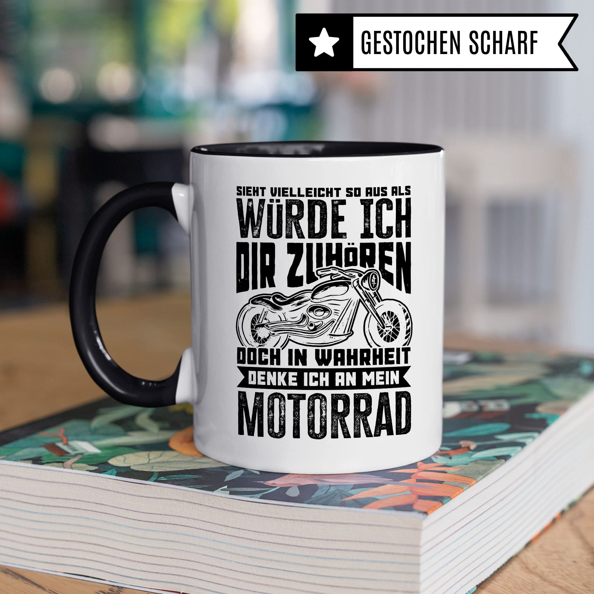 Motorrad Tasse Geschenkidee Humor Witz Kaffeetasse Geschenk für Motorradfahrer Biker Kaffeebecher Bike Becher