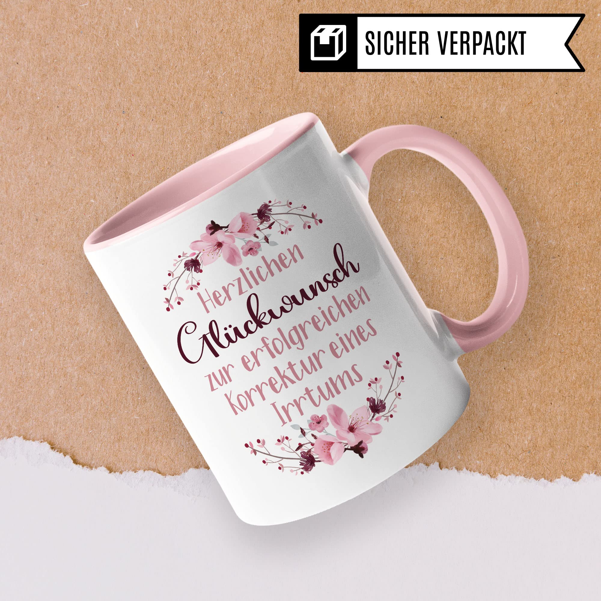 Scheidung Tasse, Herzlichen Glückwunsch zur erfolgreichen Korrektur eines Irrtums, Scheidung Trennung Spruch lustig Motiv Geschenkidee Kaffeetasse divorce Kaffee-Becher