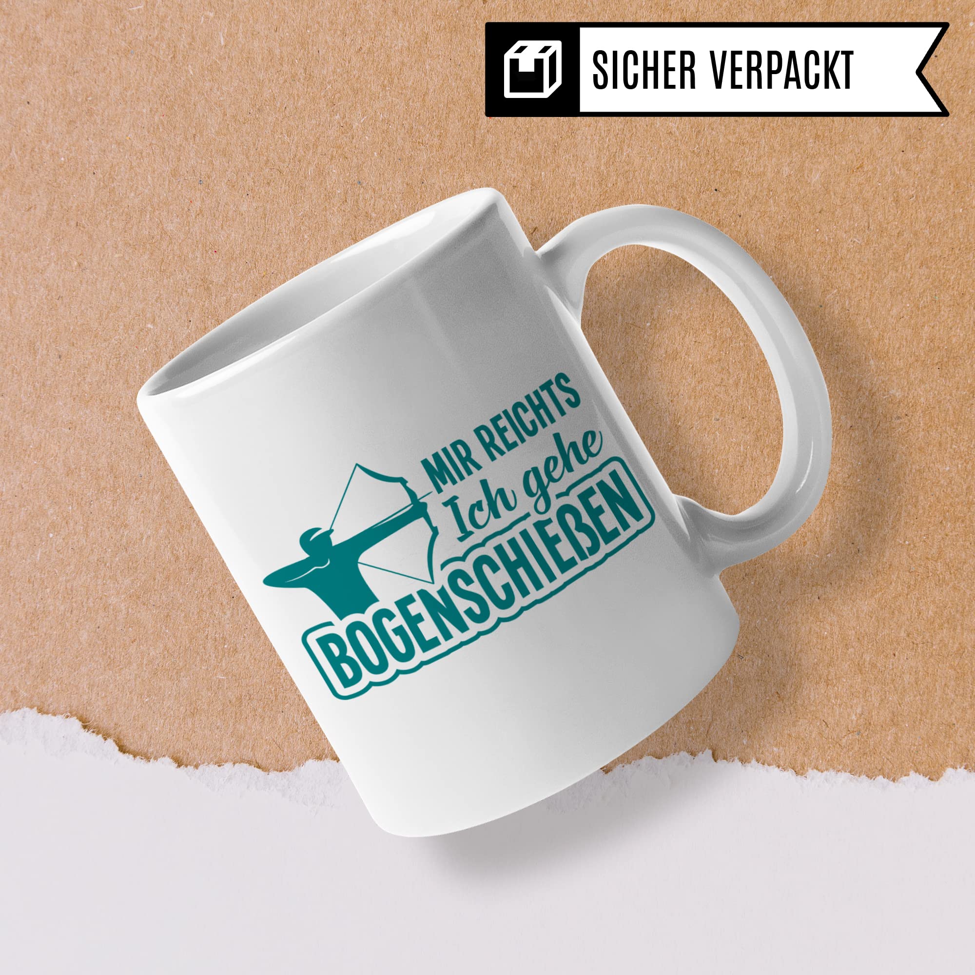 Bogenschießen Tasse, Bogensport Geschenk lustig, Tasse mit Bogen Motiv, Pfeil und Bogen Geschenkidee, Pfeilbogen Kaffeebecher Teetasse, Sportschütze Geburtstagsgeschenk