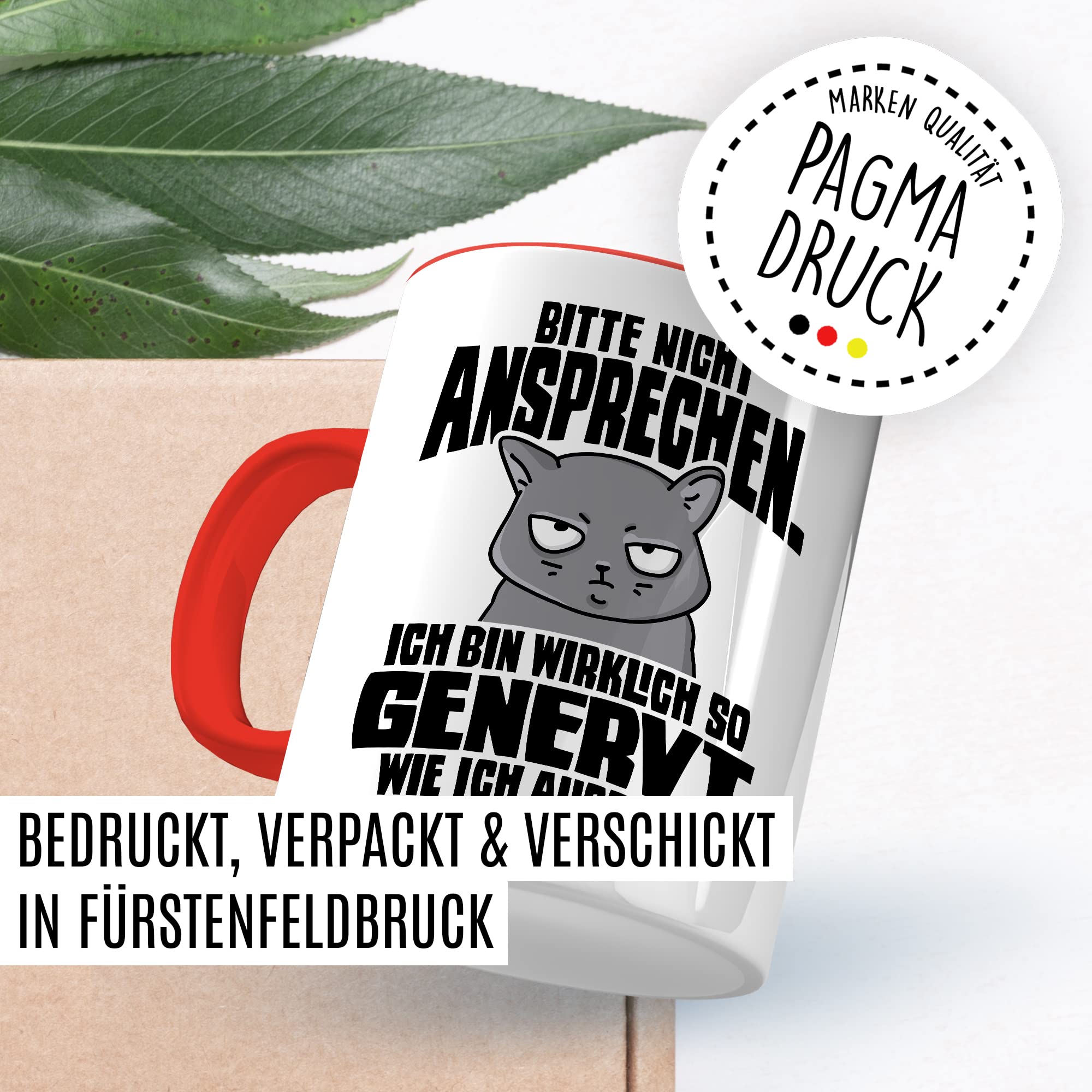 Lustige Tasse Spruch Kaffeetasse Sarkastisch Nicht ansprechen Kaffee-Becher Geschenk Büro Kollege Geschenkidee Kollegin Teetasse mit Motiv Humor