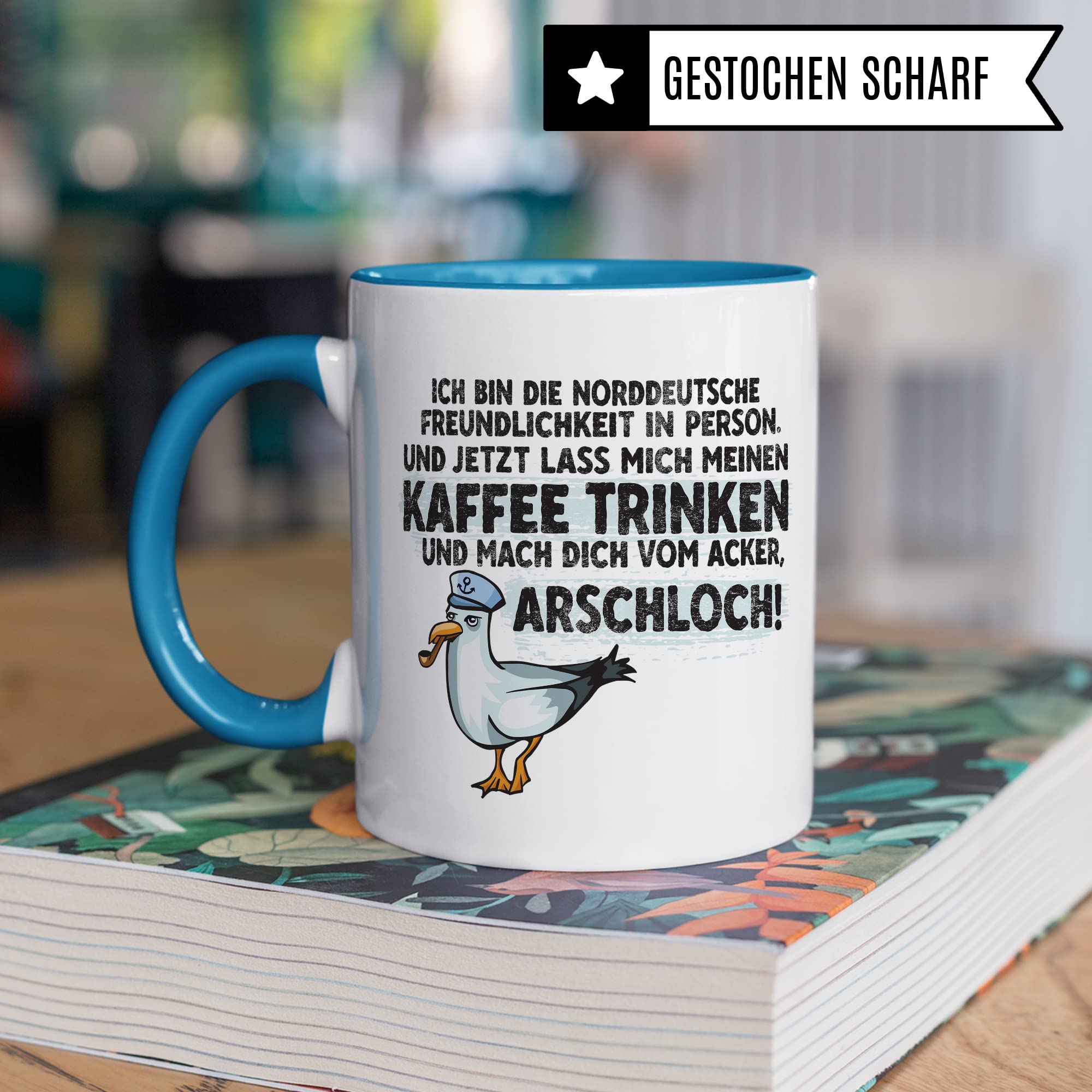 Moin Tasse Kaffee-Tasse Geschenkidee für Norddeutsche Norddeutschland Meer Nordsee Ostsee Kaffeebecher