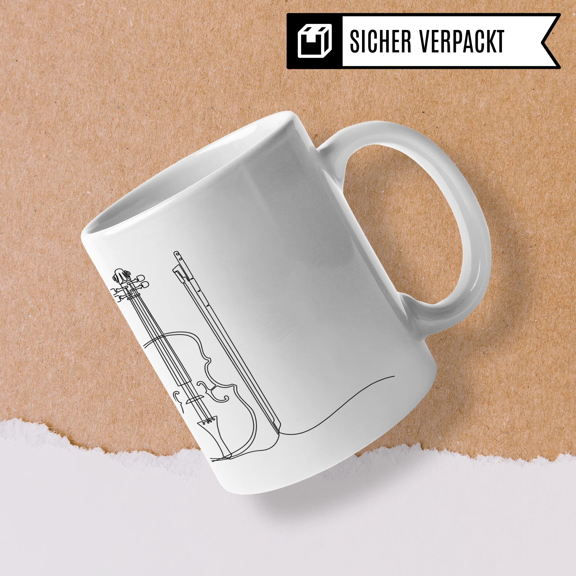 Geige Tasse - Violine Musik Geschenk für Geiger - Kaffeetasse Musiker Geigenspieler - Instrument Geschenkideen Geige Violinist Zeichnung Design Kaffee-Becher