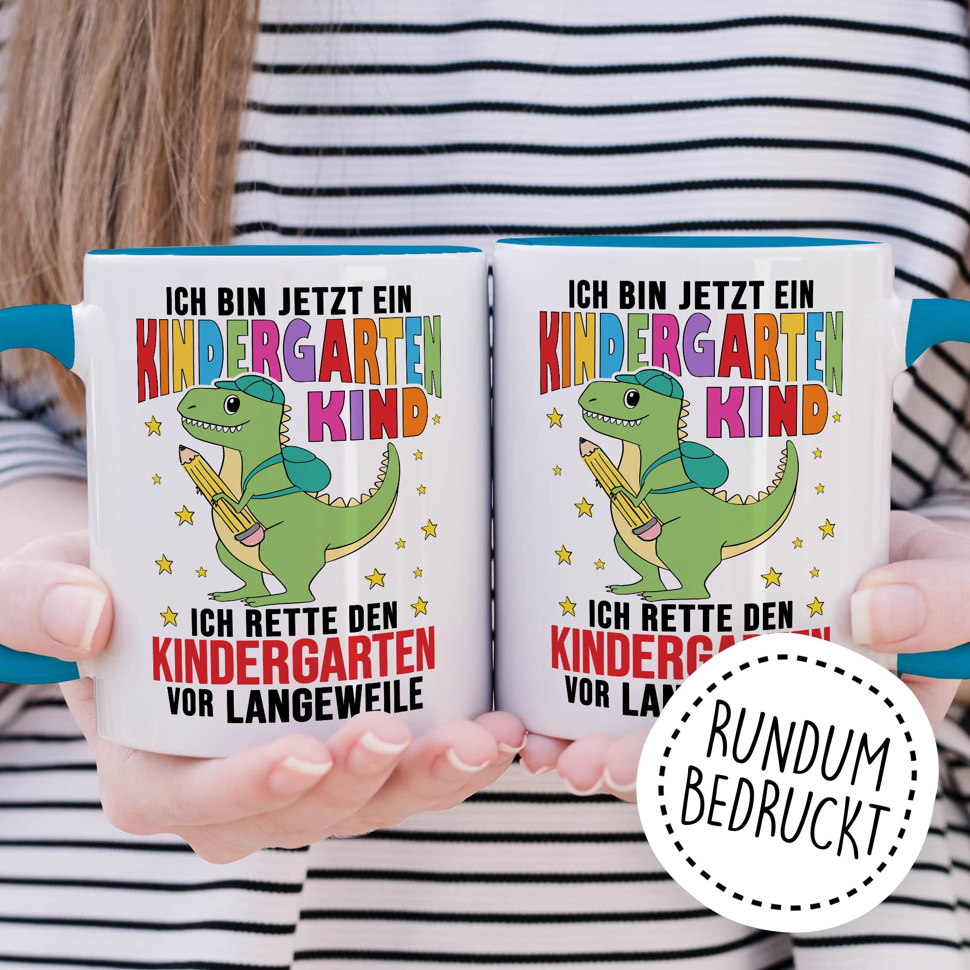 Tasse Kindergartenkind, Ich bin jetzt ein Kindergartenkind - ich rette den Kindergarten vor Langeweile Geschenkidee Kind Kaffeetasse mit Spruch lustig Kaffee-Becher Witztasse