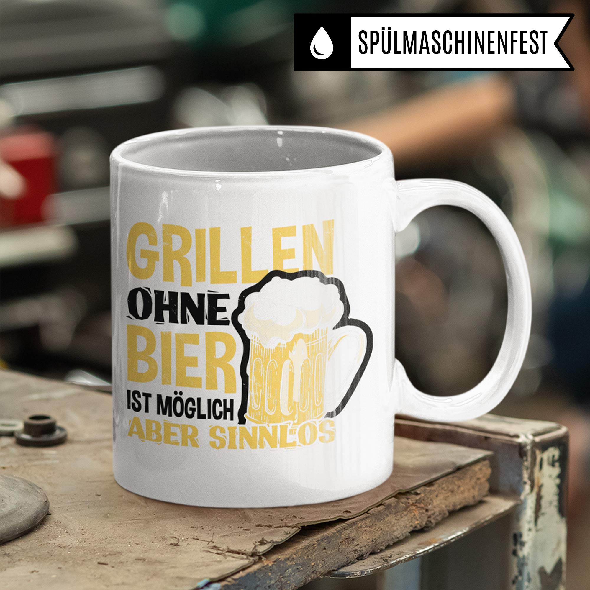 Pagma Druck Grillen Tasse, Grill Geschenke für Männer, Bier & Grillen BBQ Becher Geschenkidee, Kaffeetasse für Grillmeister und Hobby Griller