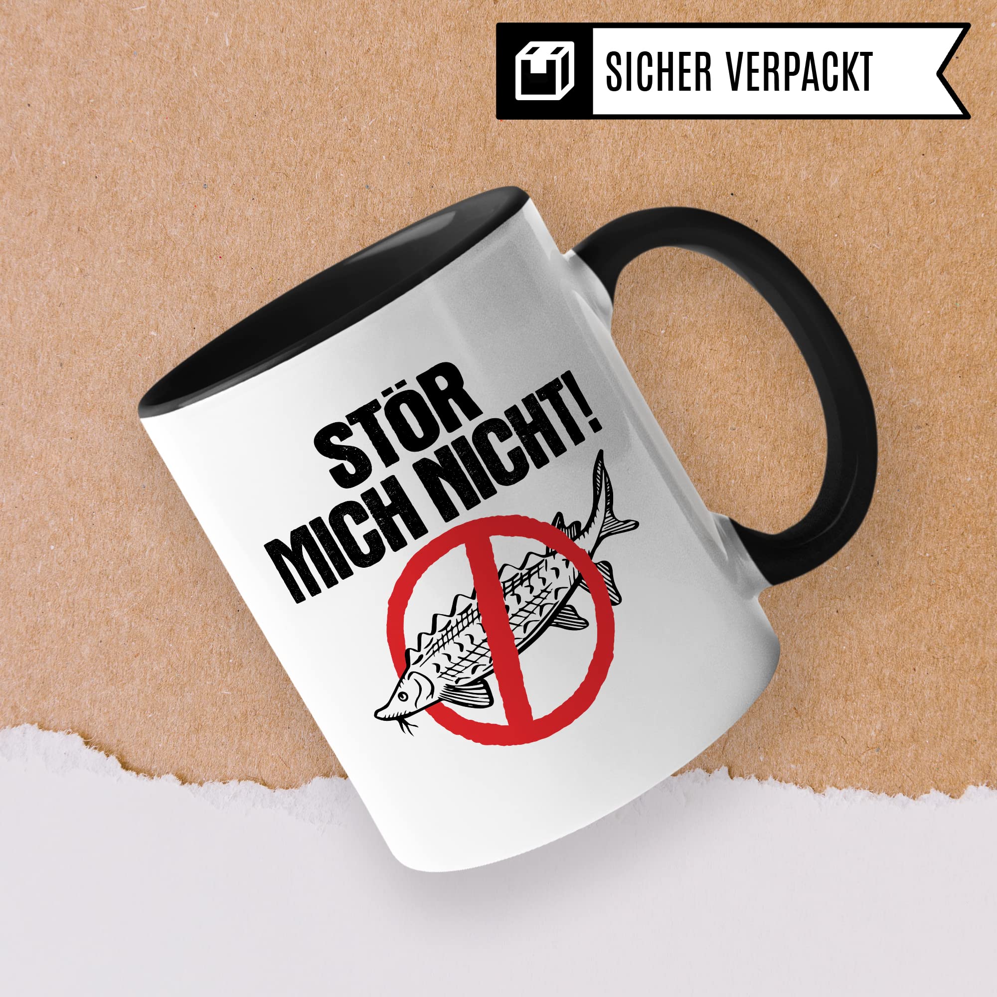 Tasse Angler Geschenk, Stör mich nicht! Geschenkidee Fischer Fisch-Liebhaber Kaffeetasse mit Spruch lustig Kaffee-Becher Wortwitz Fischart Stör Teetasse