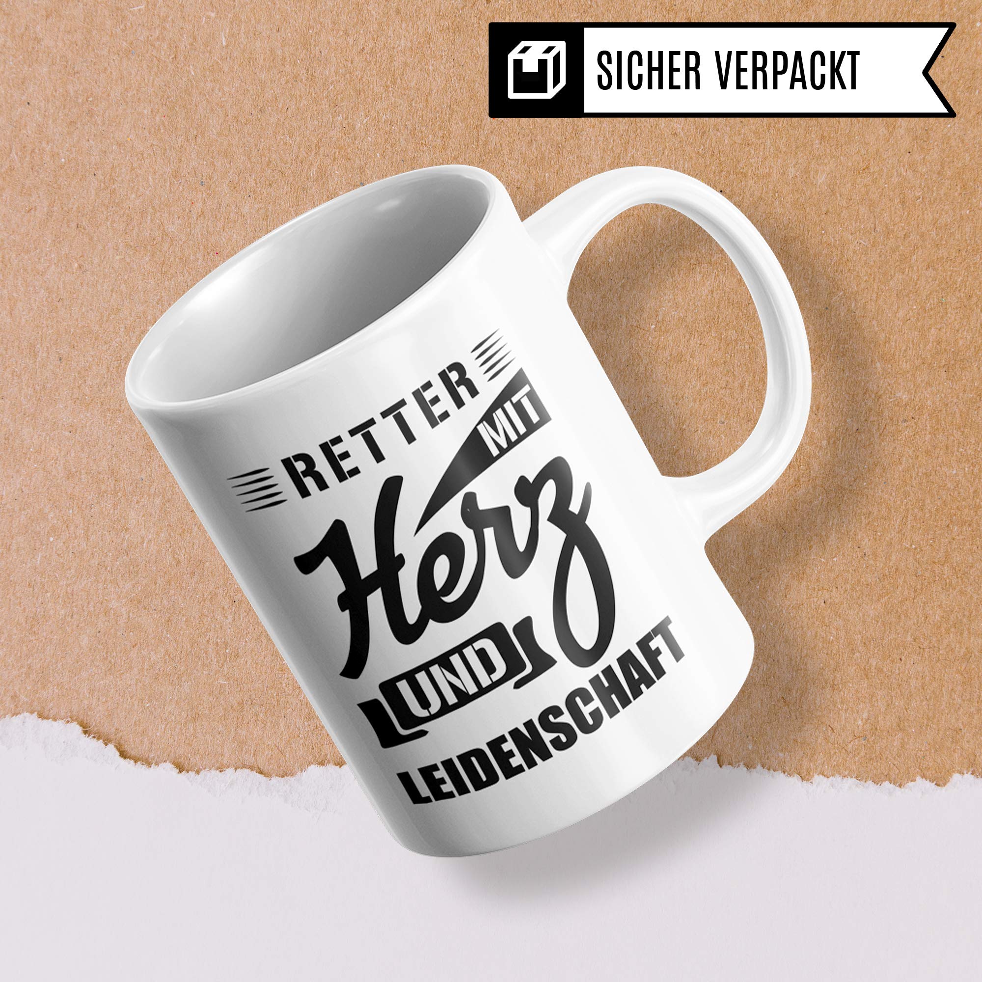 Pagma Druck Retter Tasse Rettungsdienst Sanitäter, Rettungssanitäter Kaffeebecher Geschenk Spruch, Krankenwagen Becher Geschenkidee (Weiß/Weiß)