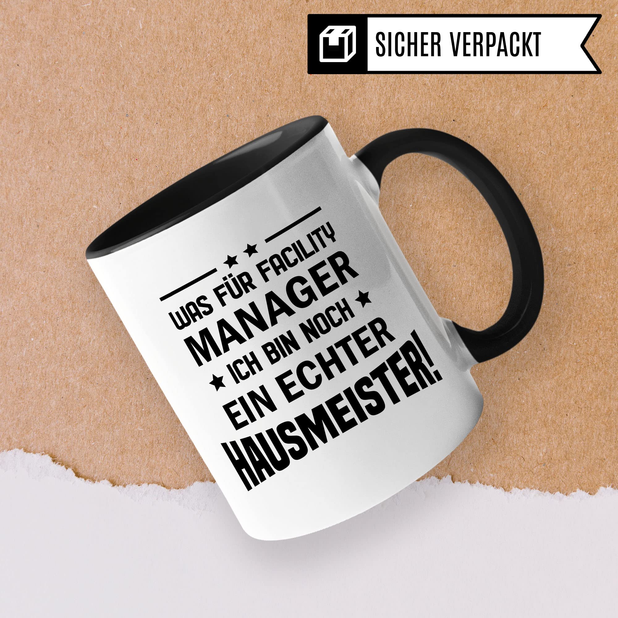 Hausmeister Tasse Geschenkidee Kaffeetasse Humor Witz Geschenk für Facility Manager Kaffeebecher Gebäudewartung Becher