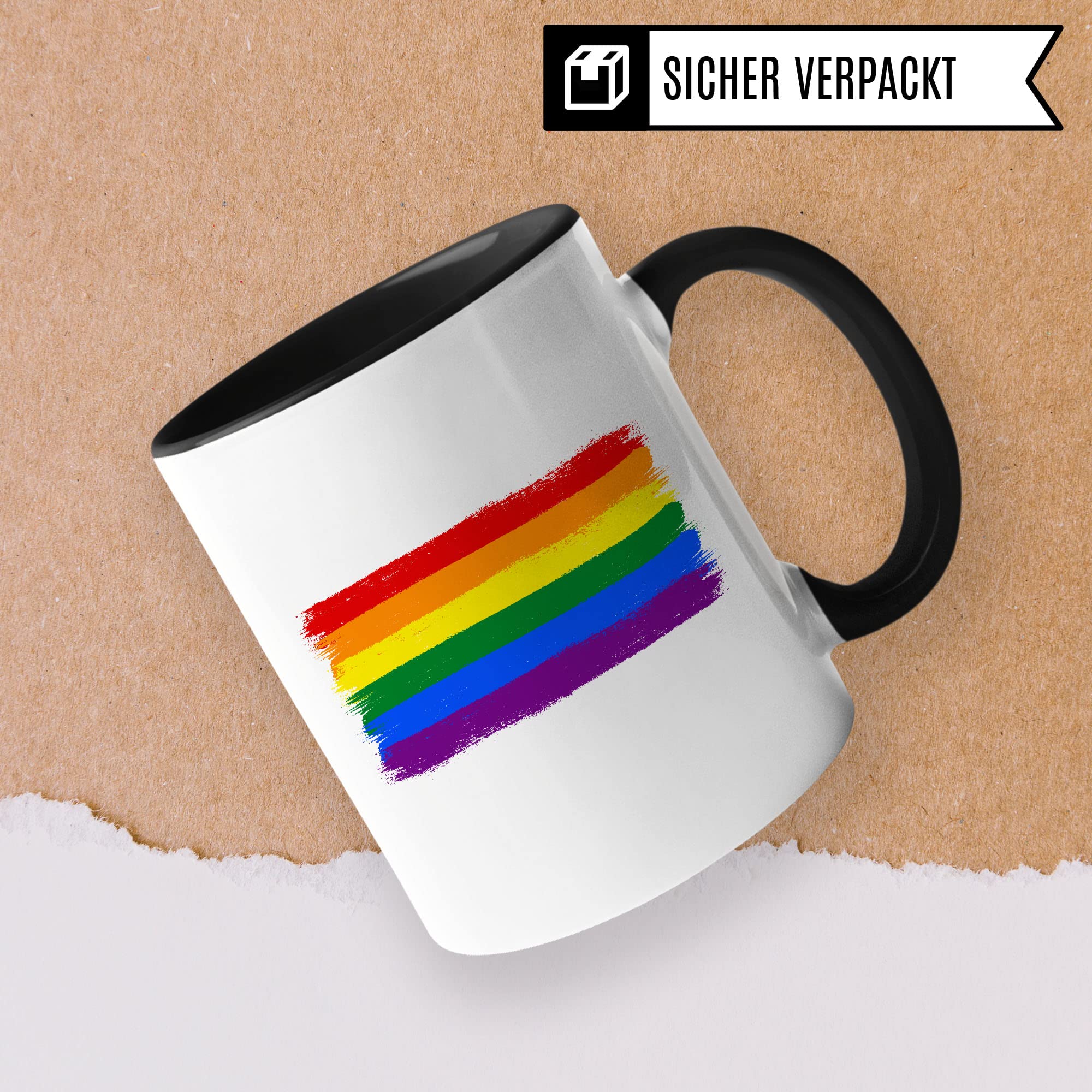 Regenbogen Flagge Tasse Geschenkidee LGBT Kaffeetasse Geschenk für LGBTQ+ Kaffeebecher Equality Becher