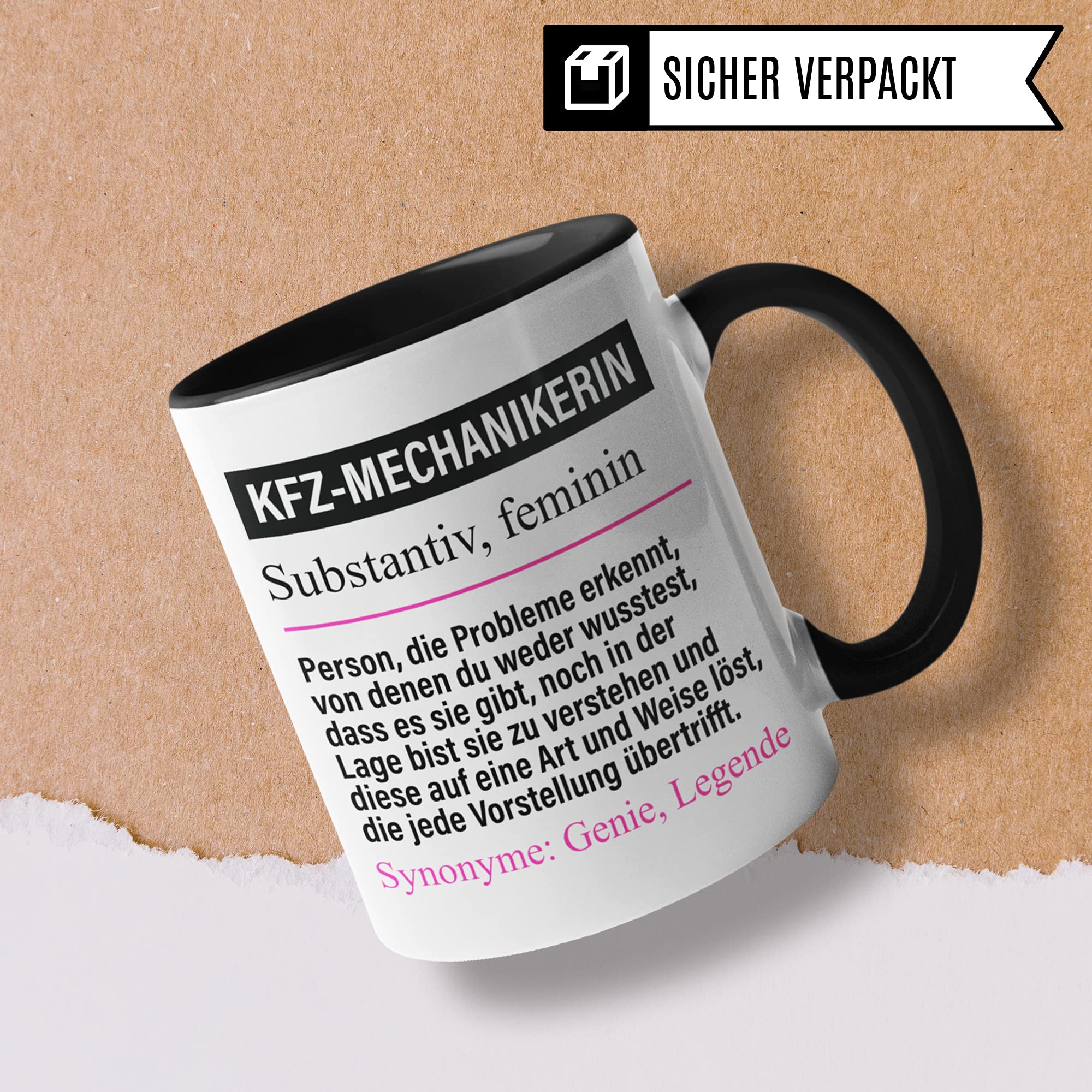 KFZ-Mechanikerin Tasse lustig, KFZ Mechanikerin Geschenk Beruf, Spruch Autoschrauberin Geschenkidee, Kaffeetasse Beruf Automechanikerin Mechatronikerin Kaffeebecher Teetasse Becher