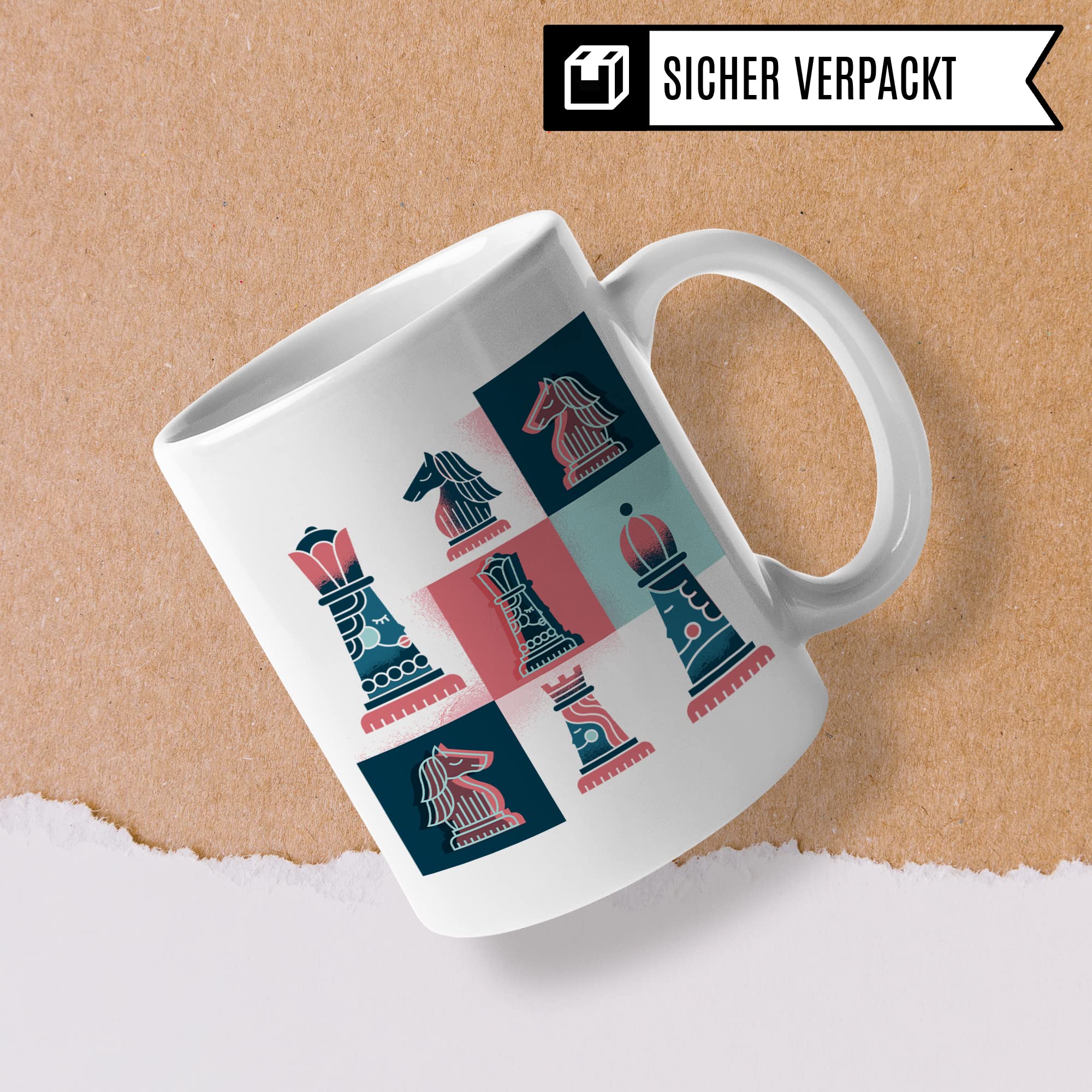 Schachfigur Tasse Geschenkidee, Kaffeetasse Schach Motiv, Kaffeebecher Schachspielen Humor Witz Geschenk für Schachspieler, Schachspiel Teetasse