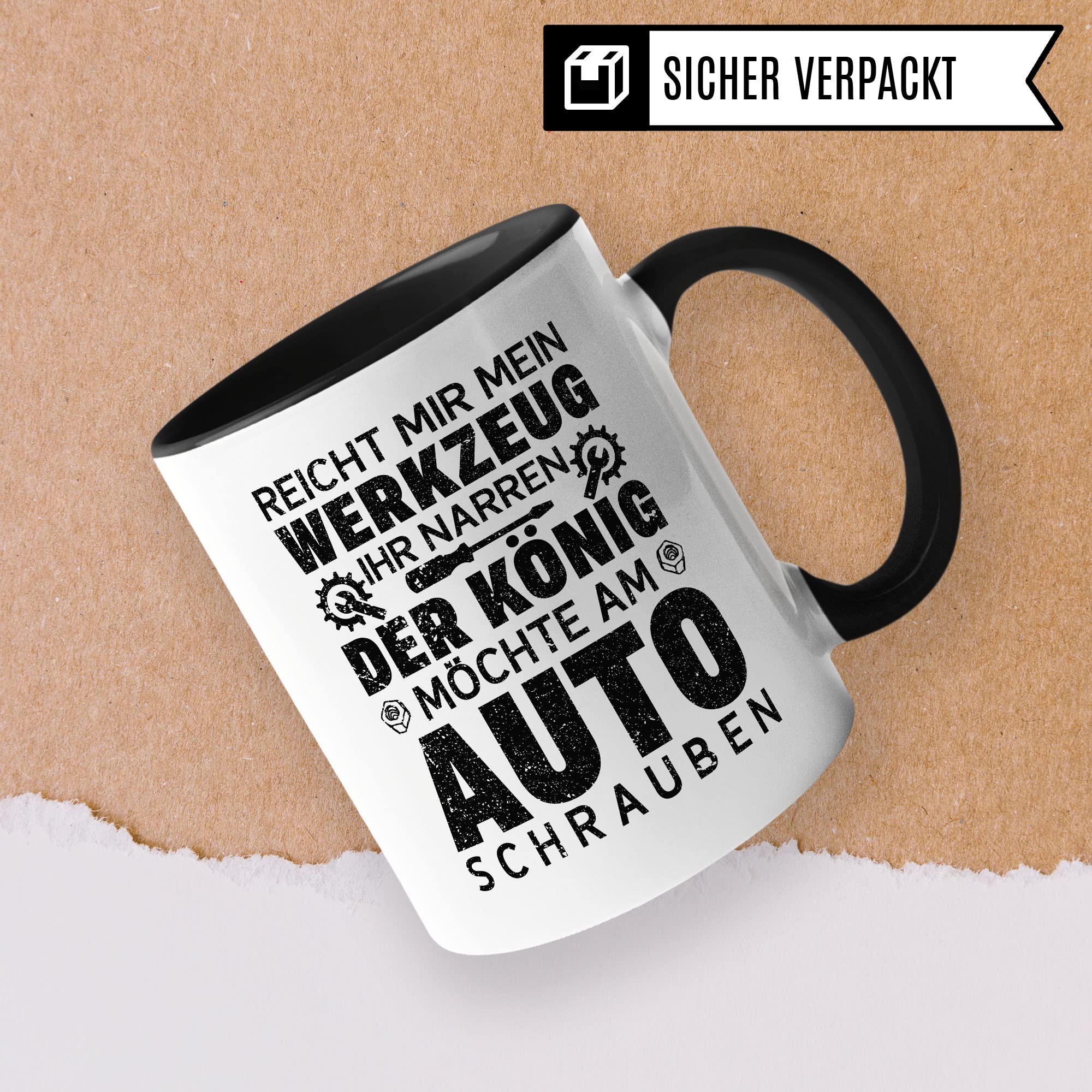 Kfz Mechaniker Tasse Geschenkidee Mechatroniker Kaffeetasse Humor Witz Geschenk für Werkstatt Kaffeebecher Kollege Becher