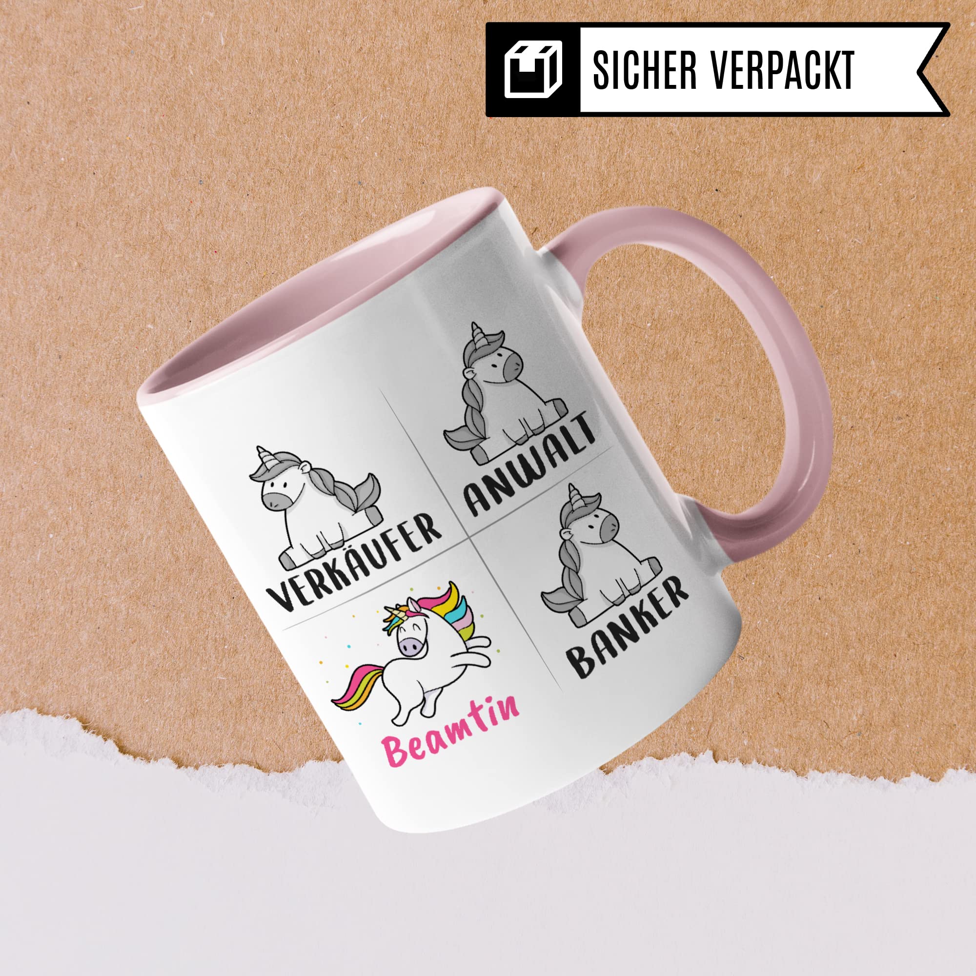 Tasse Beamtin lustig, Beamtin Geschenk, Spruch öffentlicher Dienst Kaffeebecher Geschenkidee, Kaffeetasse Beruf Einhorn Frauen Teetasse Beamtentum Becher