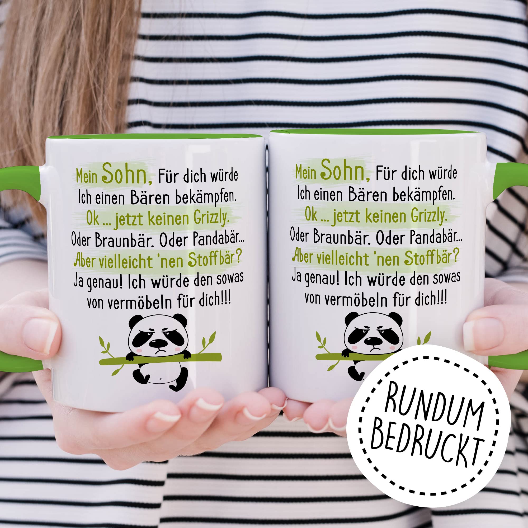 Sohn Tasse Geschenk, Mein Sohn für dich würde ich einen Bären bekämpfen Geschenkidee Vater Mutter Kaffeetasse mit Spruch lustig Kaffee-Becher Witztasse Teetasse Mama Papa