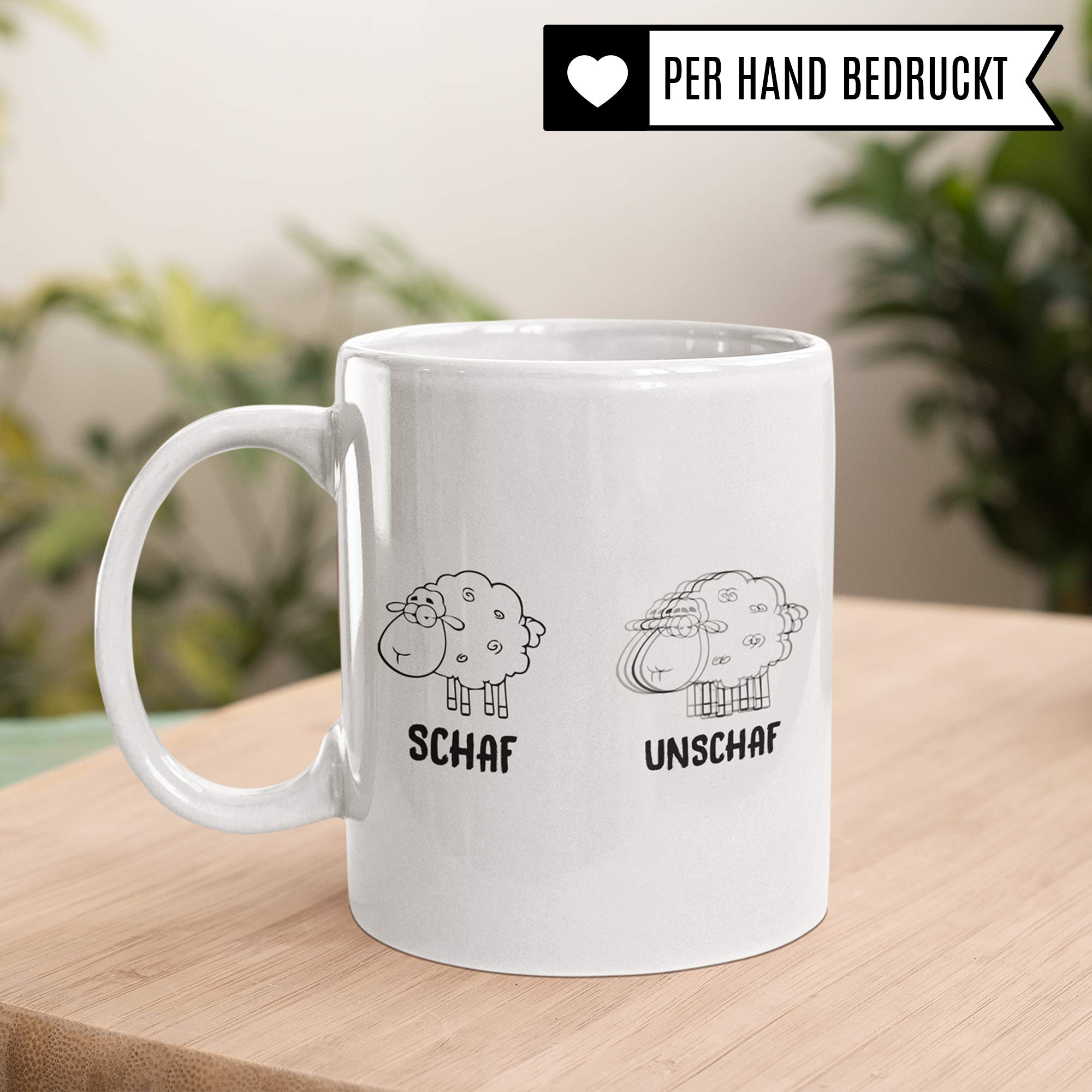 Schaf Unschaf Tasse - Witz Geschenk Becher lustig - Schafe Tiere Geschenkidee Wortwitz Kaffeetasse