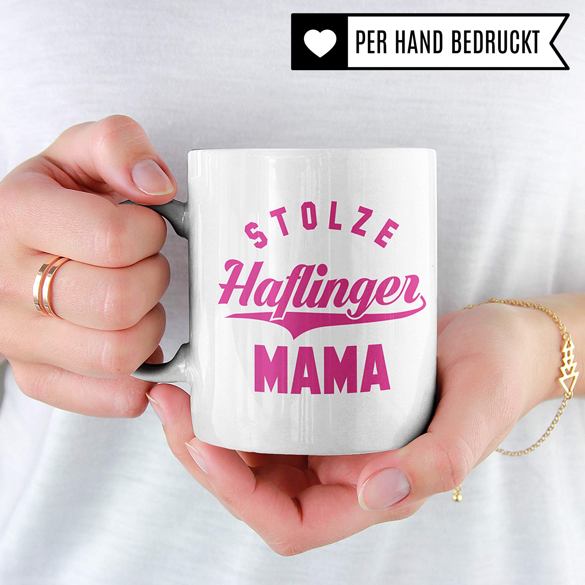 Pagma Druck Haflinger Tasse Geschenk, Reiterin Spruch Becher Pferd Geschenkidee Mädchen, Kaffeetasse Haflingerpferd Rasse Reiten (Weiß/Weiß)