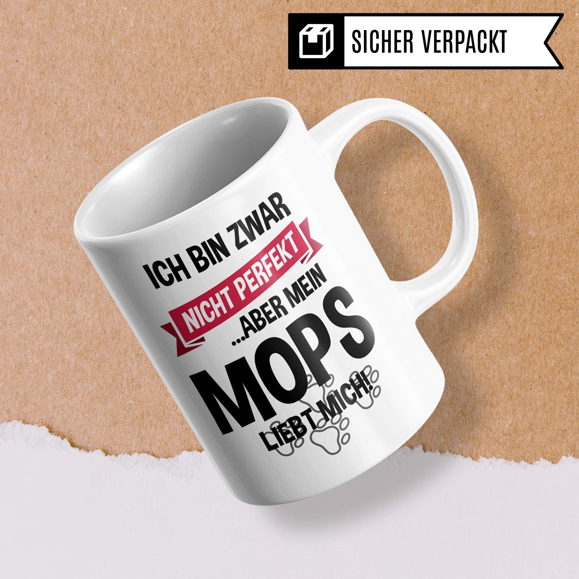 Pagma Druck Tasse Mops Geschenk Hunde Spruch Becher Geschenkidee Möpse Mops Herrchen Kaffeetasse Kaffeebecher