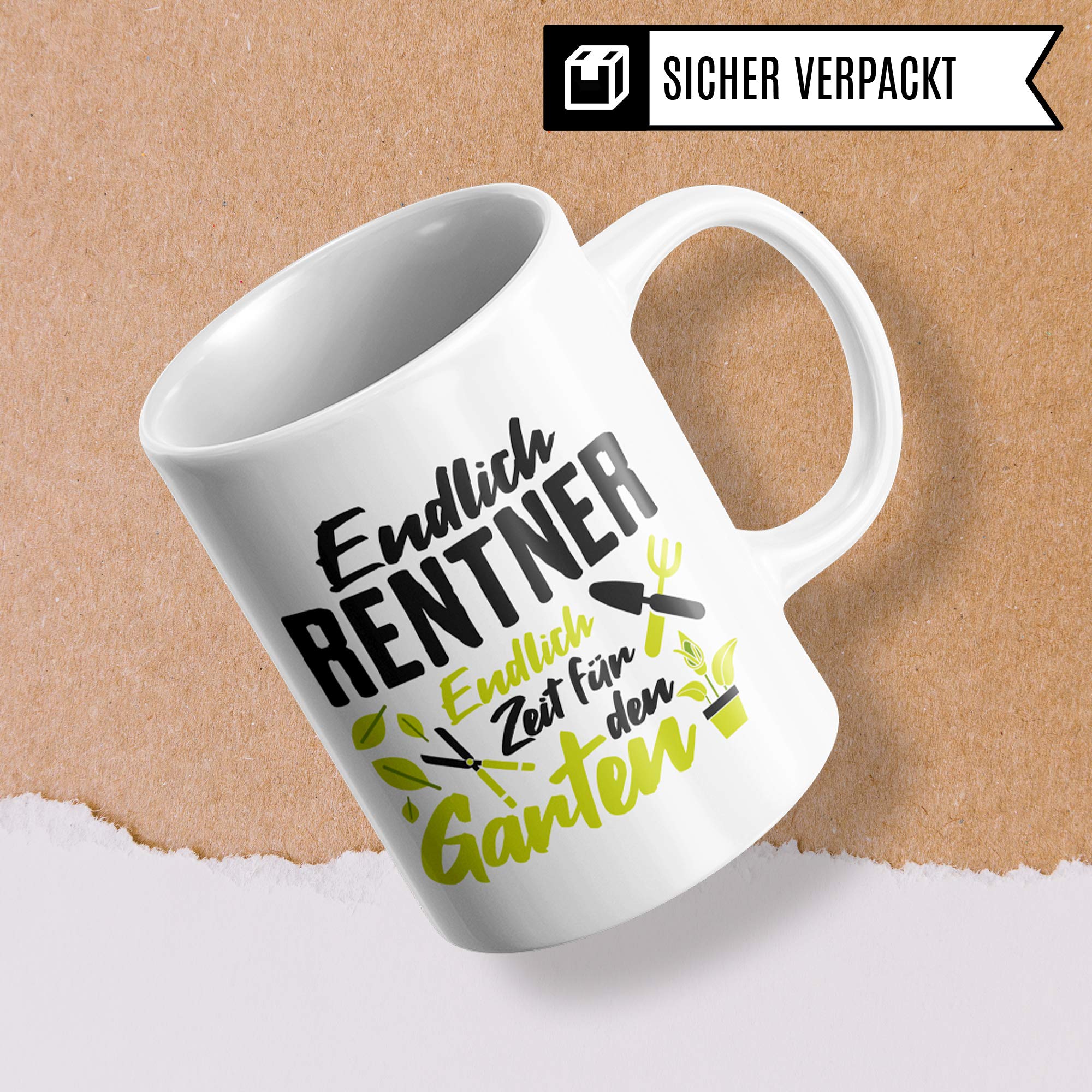 Pagma Druck Tasse Rentner Geschenk Garten, Rente Geschenkidee, Ruhestand Spruch Becher Gärtner, Kaffeetasse Renteneintritt Gartenarbeit Hobbygärtner Pensionierung (Weiß/Weiß)