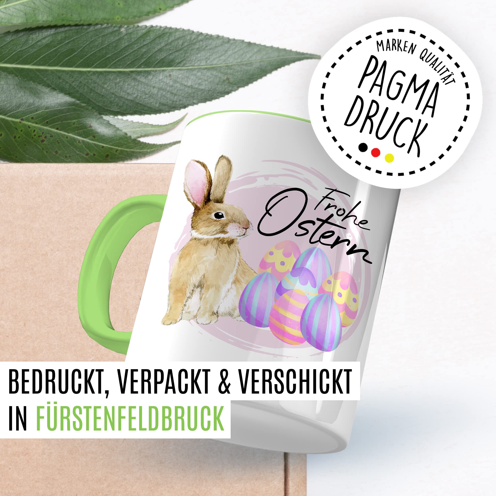 Ostern Tasse Geschenk, Frohe Ostern Geschenkidee Kaffeetasse mit Spruch Ostergeschenk Ostersonntag Kaffee-Becher Teetasse Grüße Mitbringsel