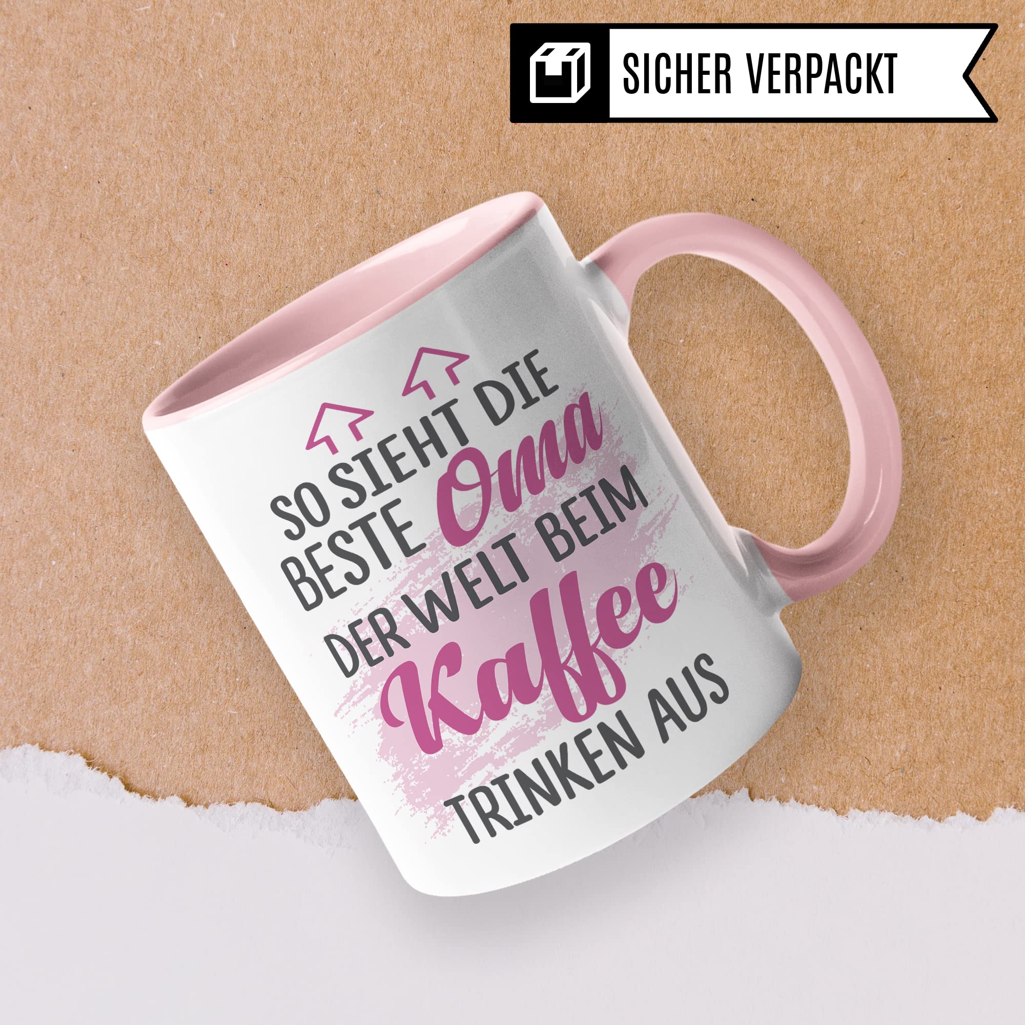 Tasse Oma Geschenk, So sieht die beste Oma der Welt beim Kaffee trinken aus Geschenkidee Großmutter Kaffeetasse mit Spruch Kaffee-Becher Teetasse Familie