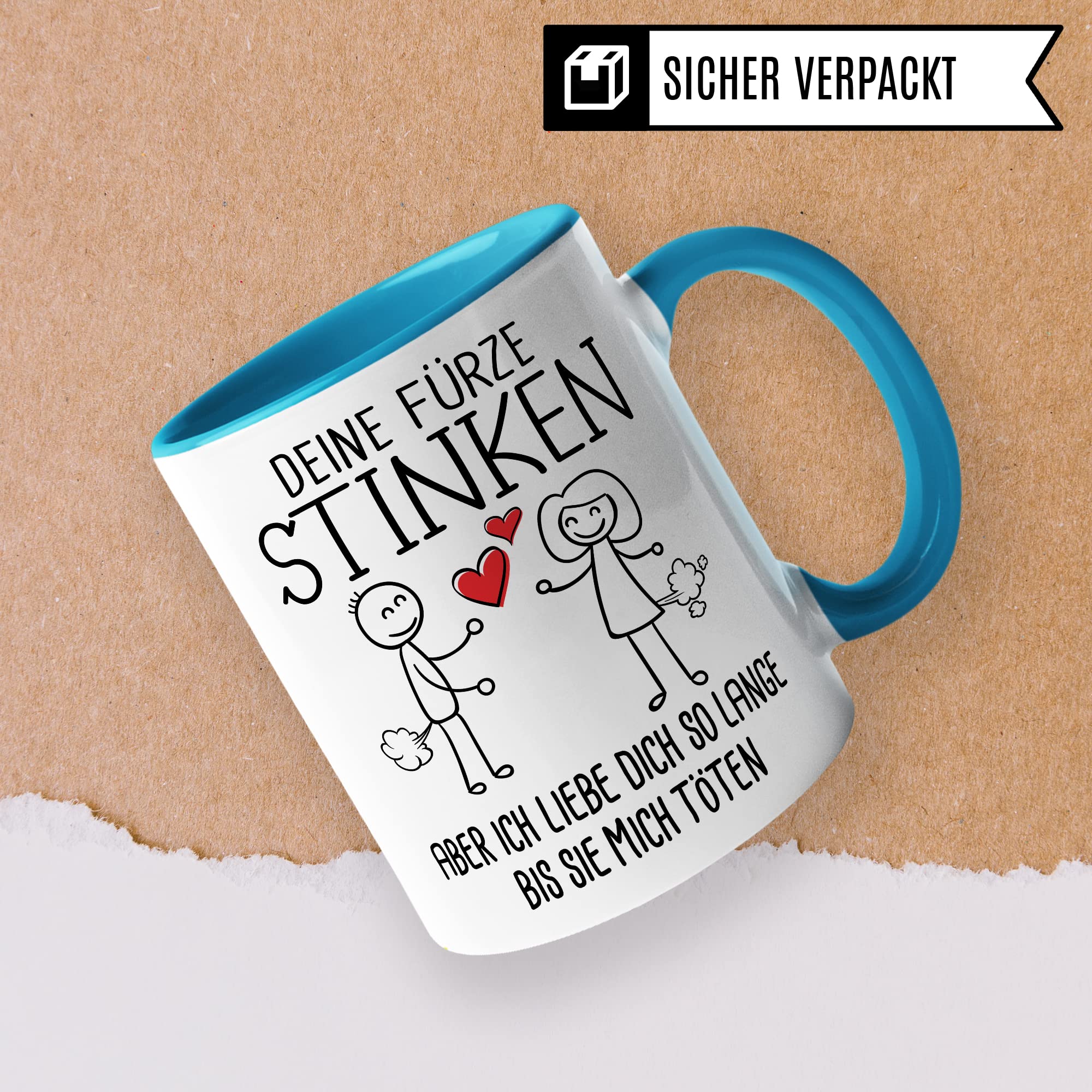 Tasse Fürze Geschenk, Deine Fürze stinken aber ich liebe dich solange bis sie mich töten Geschenkidee Ehemann Freund Partner Kaffee-Becher Kaffeetasse Tasse mit Spruch lustig