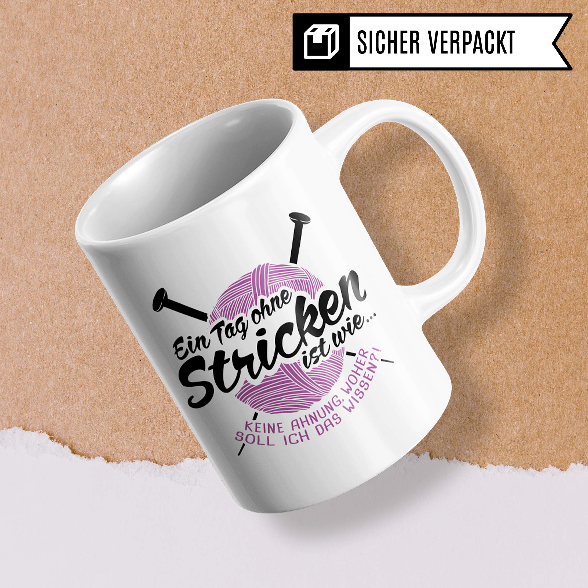 Pagma Druck Tasse Stricken Geschenk, Strickerin Spruch Geschenkidee Kaffeetasse Häkeln, Stricken Nadeln Handarbeit Becher (Weiß/Weiß)