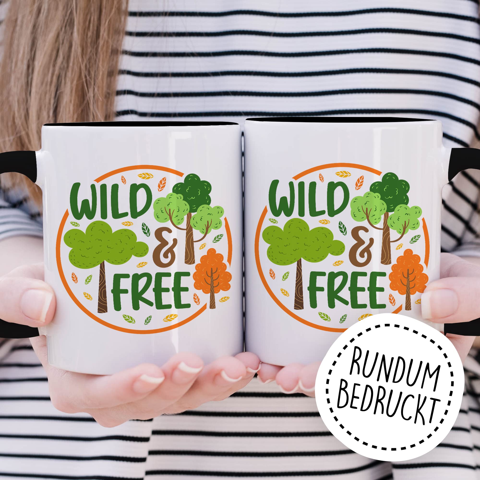 Wild & Free Becher Tasse Wohnmobil Wohnwagen Kaffeetasse Camping Geschenk Camper Kaffee-Becher Geschenkidee Outdoorfans Camperin Zelten Abenteuer Reisen Spruch Campingurlaub