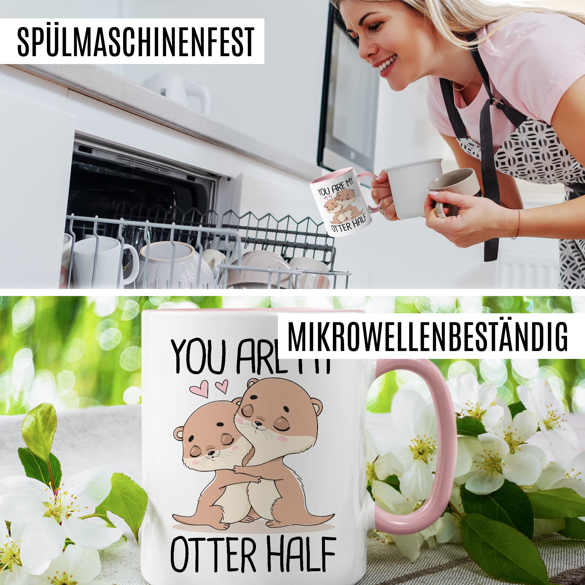 Otter Tasse Süße Liebe Kaffeetasse Für Partner Geschenk Freundin Geschenkidee Freund Kaffee-Becher Other Half Spruch Motiv Love Beziehung relationship Ehe lustig Humor Witz