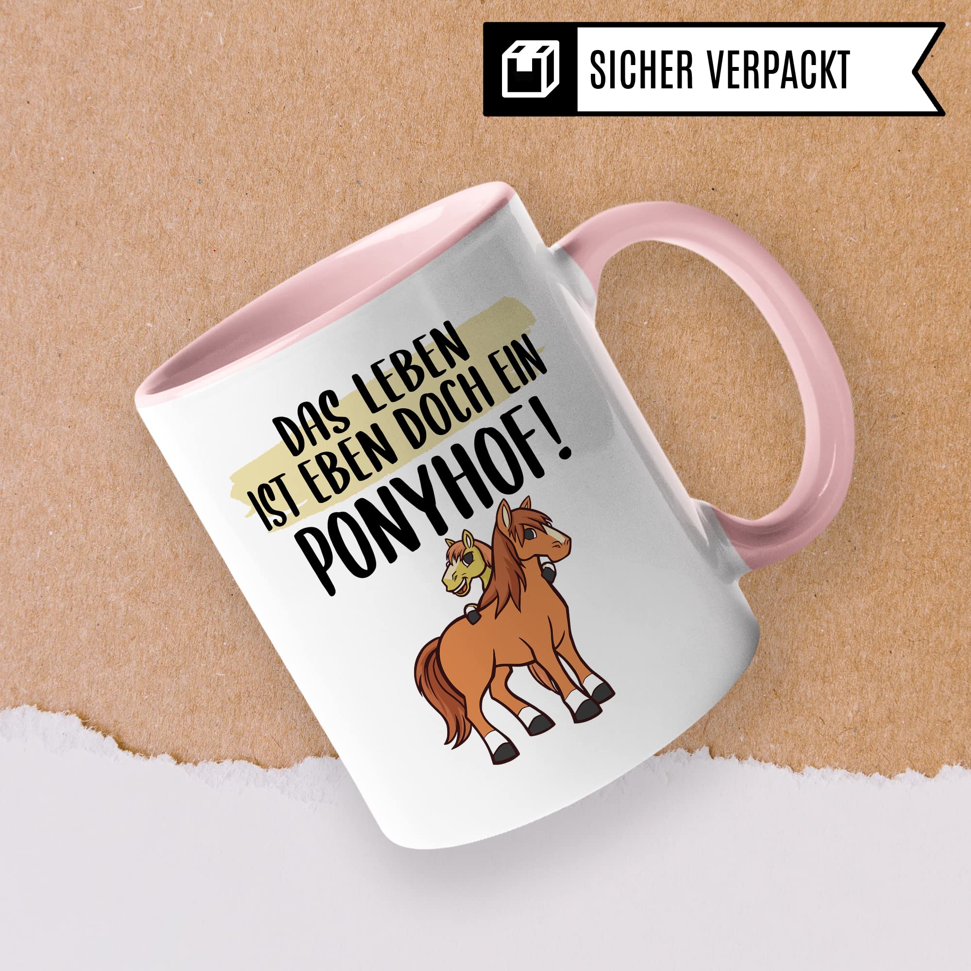 Das Leben ist ein Ponyhof Tasse Pferd Pferde Kaffeetasse Reiterin Kaffee-Becher Reiten beste Freundin Vierbeiner Teetasse Pferdemädchen Mädchen Pferdeliebhaber Geschenk Geschenkidee Stall Reiter