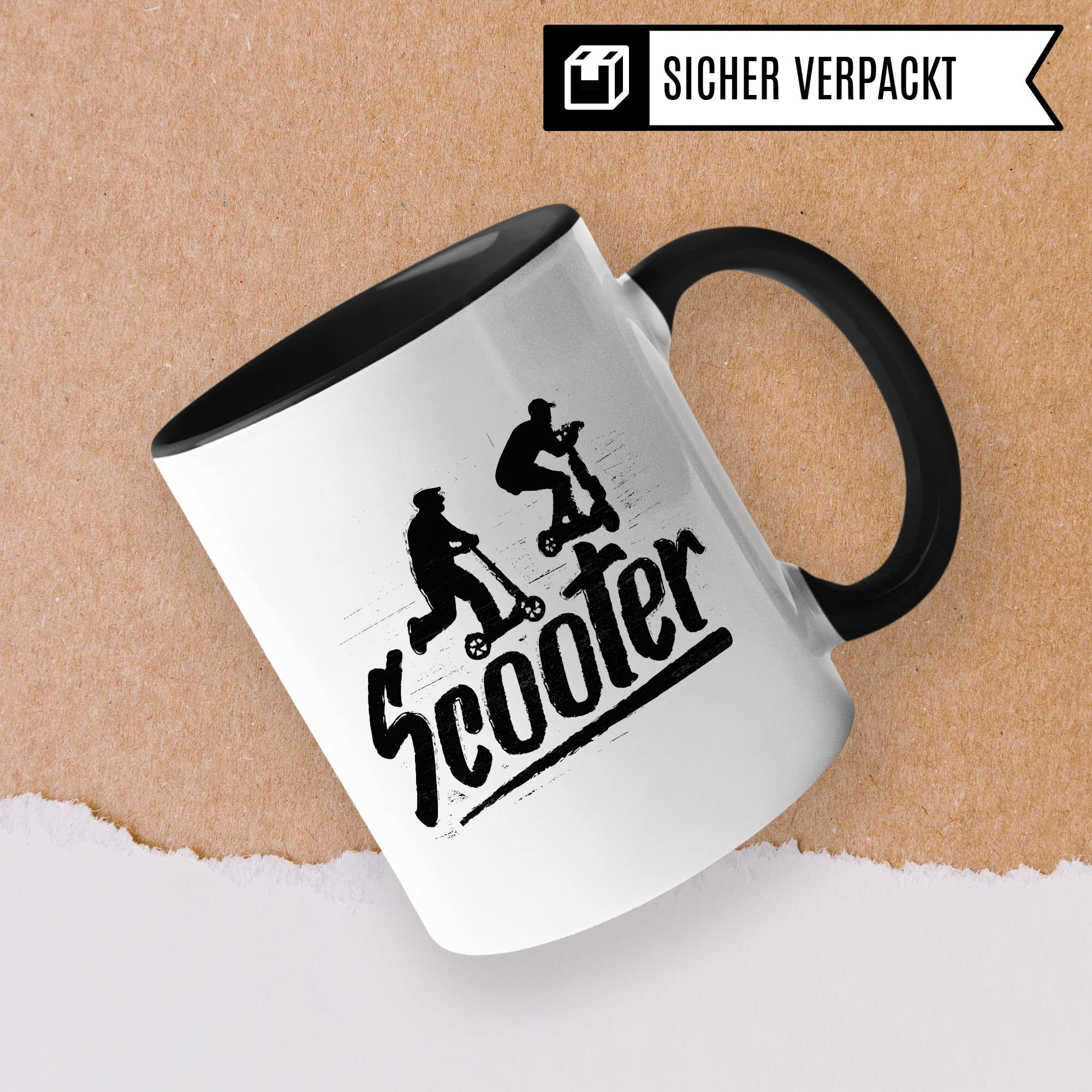 Scooter Tasse Geschenkidee Stuntscooter Kaffeetasse Geschenk für Scooterfahrer Kaffeebecher Roller Becher