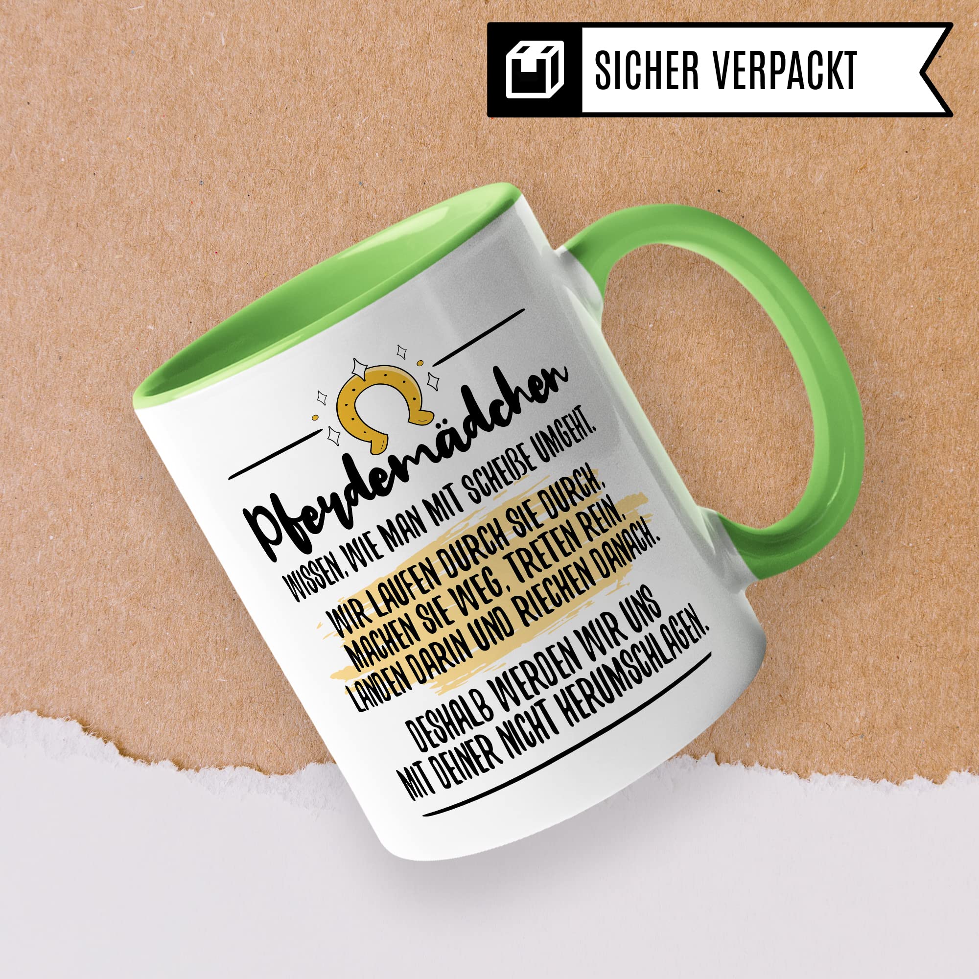 Tasse Pferdemädchen Pferd Pferde Kaffeetasse Reiterin Kaffee-Becher Reiten Teetasse Stallmädchen Pferdeliebhaber Geschenk Geschenkidee Stall Reiter Scheiße umgehen herumschlagen