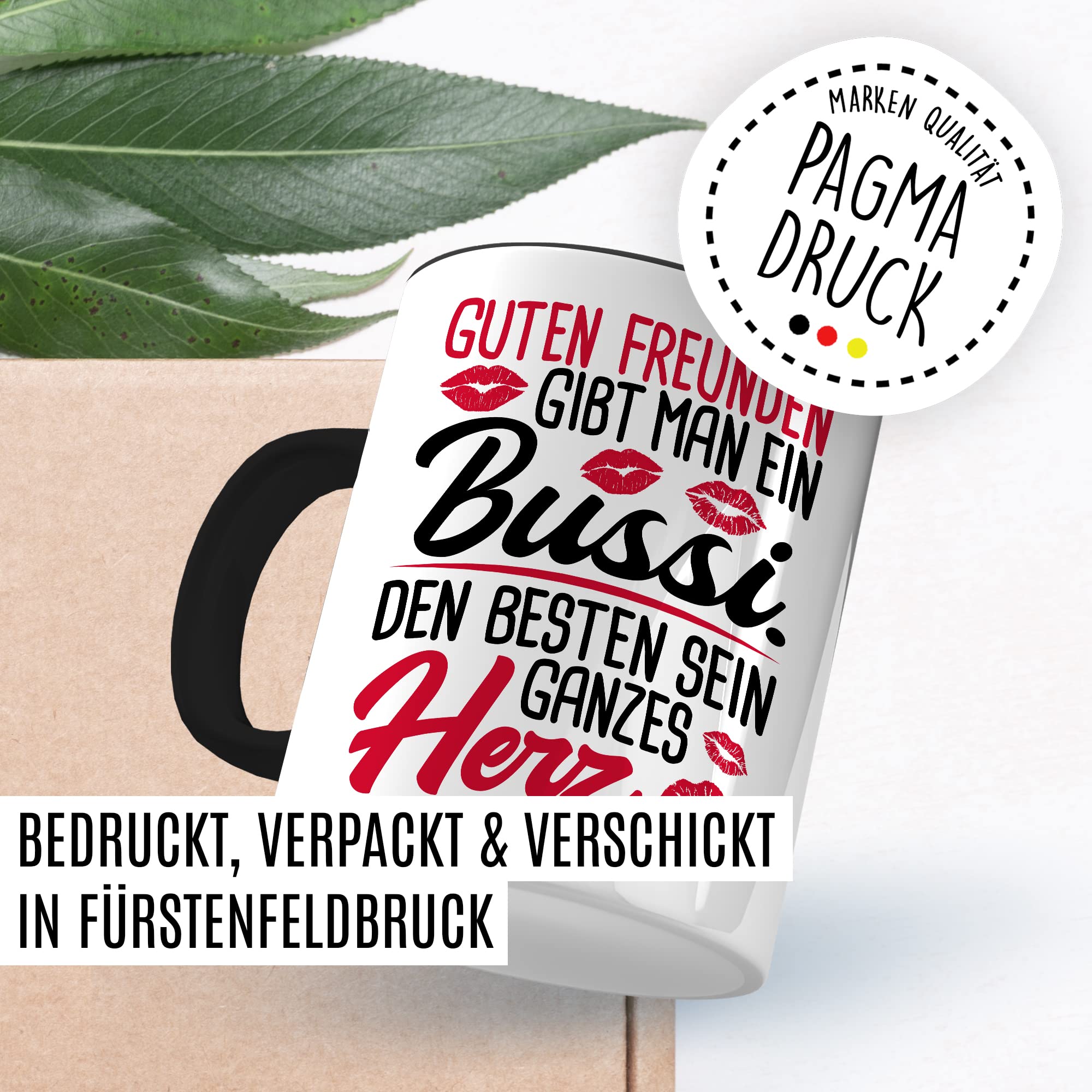 Freunde Tasse Freundinnen Kaffeetasse Freundschaft Kaffee-Becher Frauen Beste Freundin Geschenk-Idee Guten Freunden Bussi Besten Herz Spruch