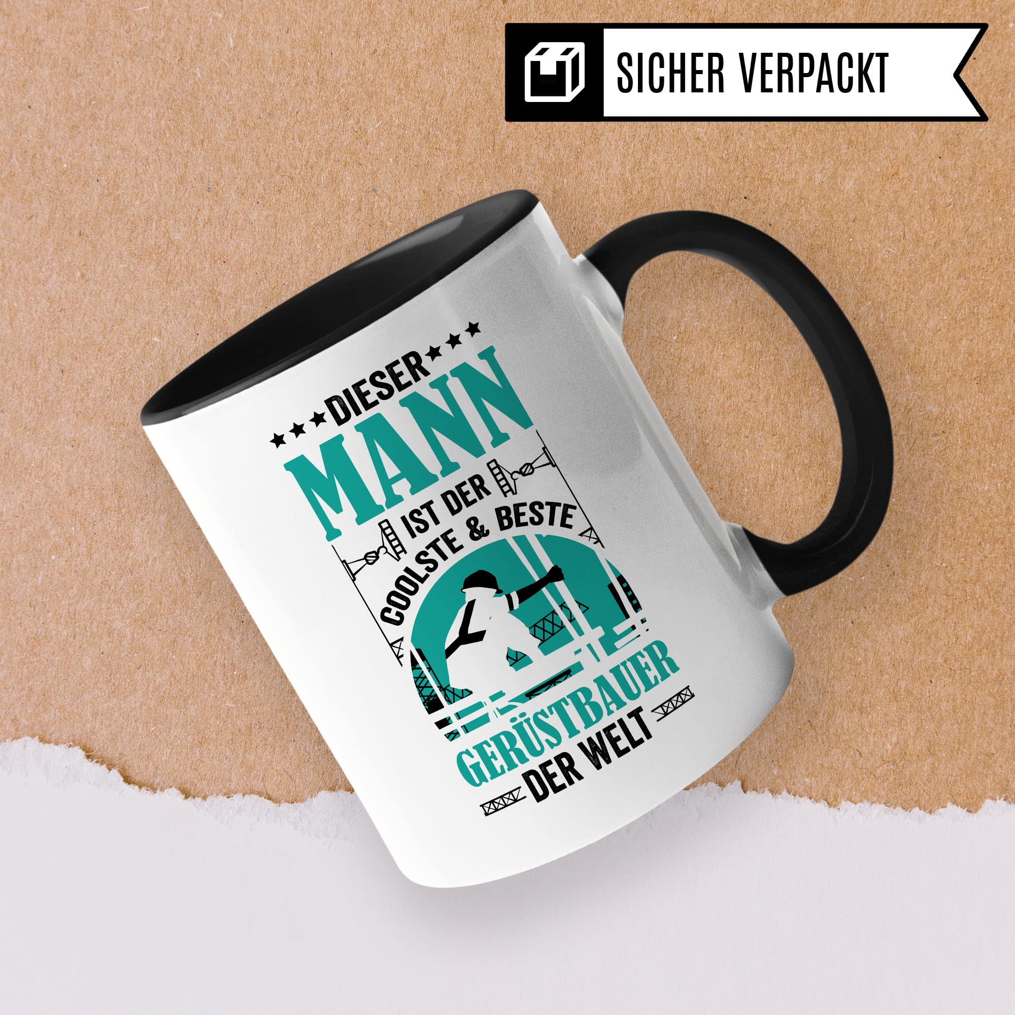 Gerüstbau Tasse Geschenkidee Gerüstbauer Kaffeetasse Humor Witz Geschenk für Bauarbeiter Kaffeebecher Bau Becher