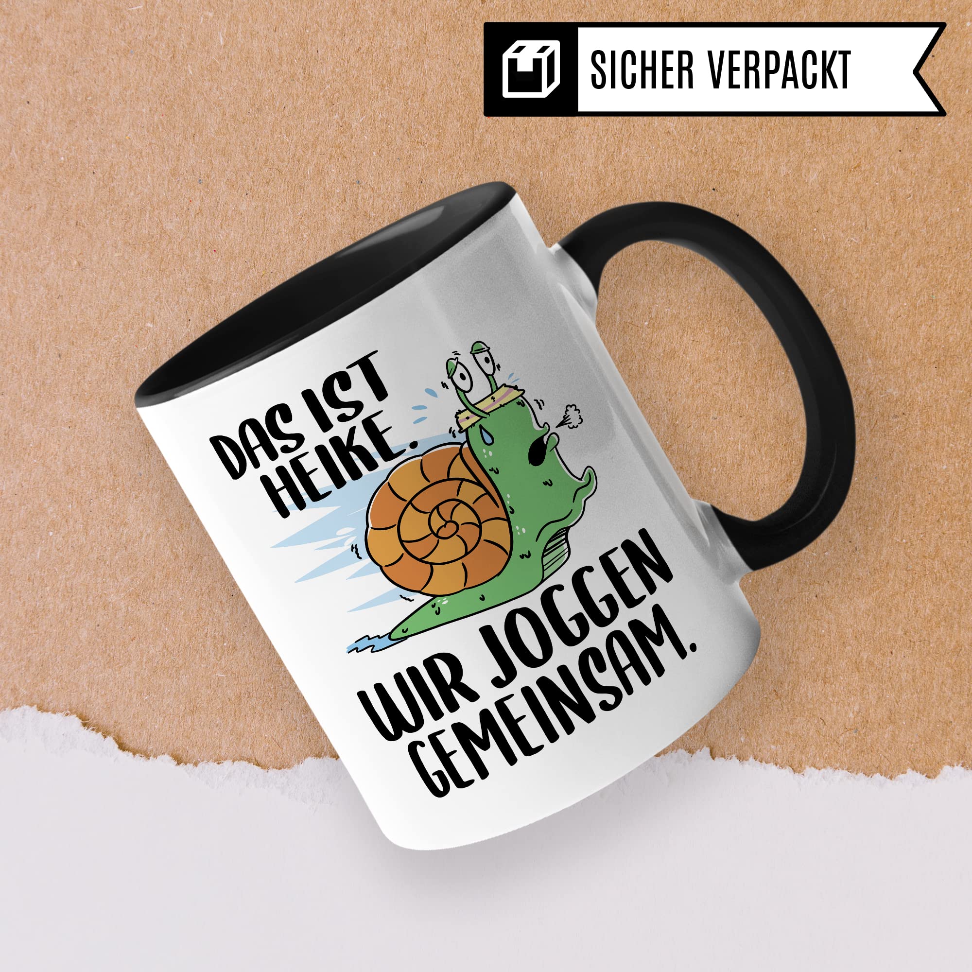 lustige Tasse Humorvolle Kaffeetasse mit Spruch Kaffee-Becher Witz Schnecke Joggen Spruch Geschenk-Idee Das ist Heike