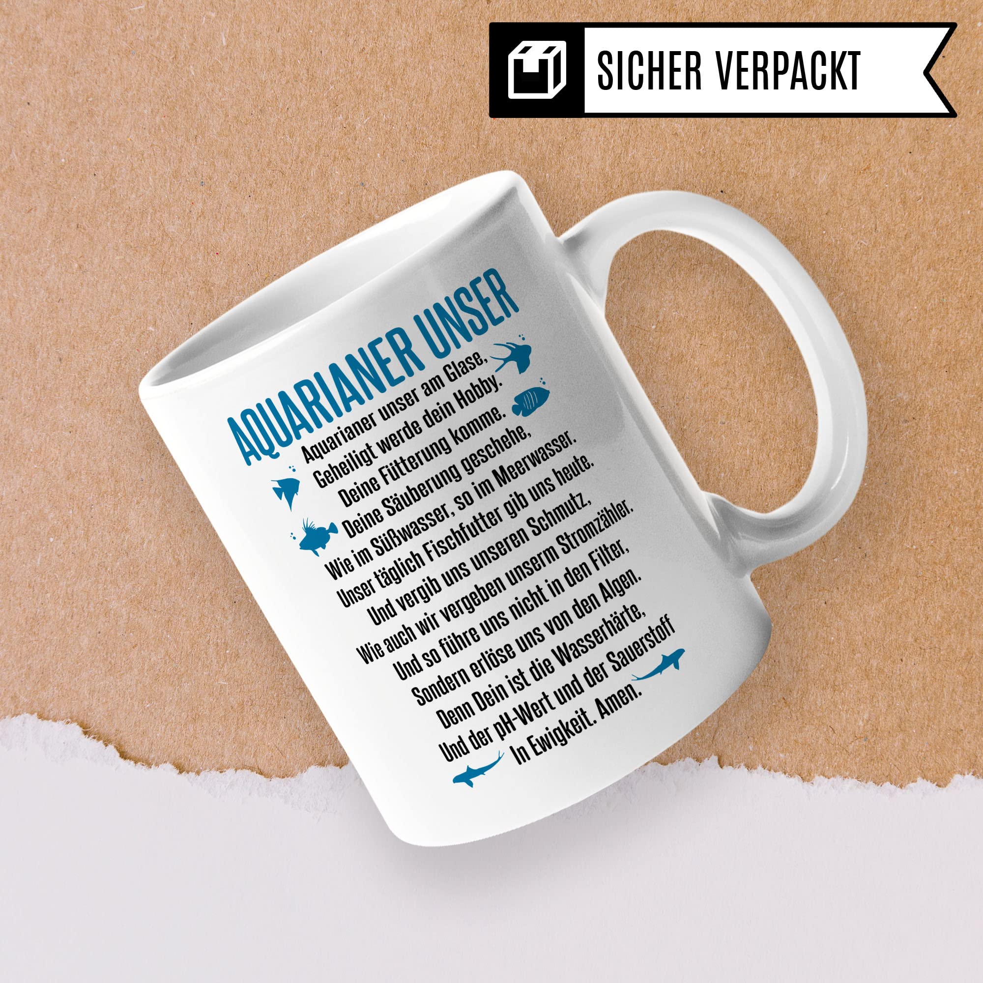 Aquarium Tasse - AQUARIANER UNSER, Fische Geschenk - Aquarium Fans Spruch lustig Geschenkidee - Fischeliebhaber Aquariumbesitzer Kaffee-Becher