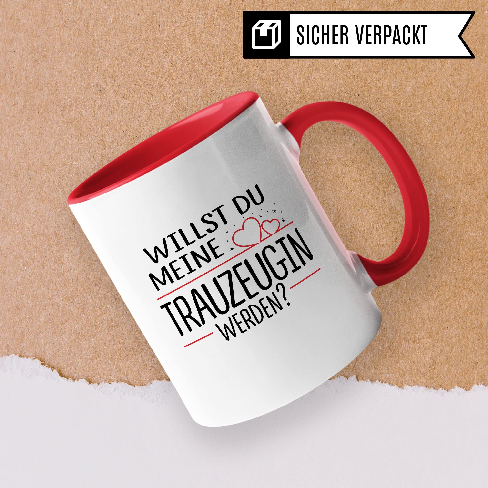 Trauzeugin fragen Tasse Willst du meine Trauzeugin werden? Geschenk Trauzeugin süßes Motiv schöne Geschenkidee Kaffeetasse Teebecher Hochzeit