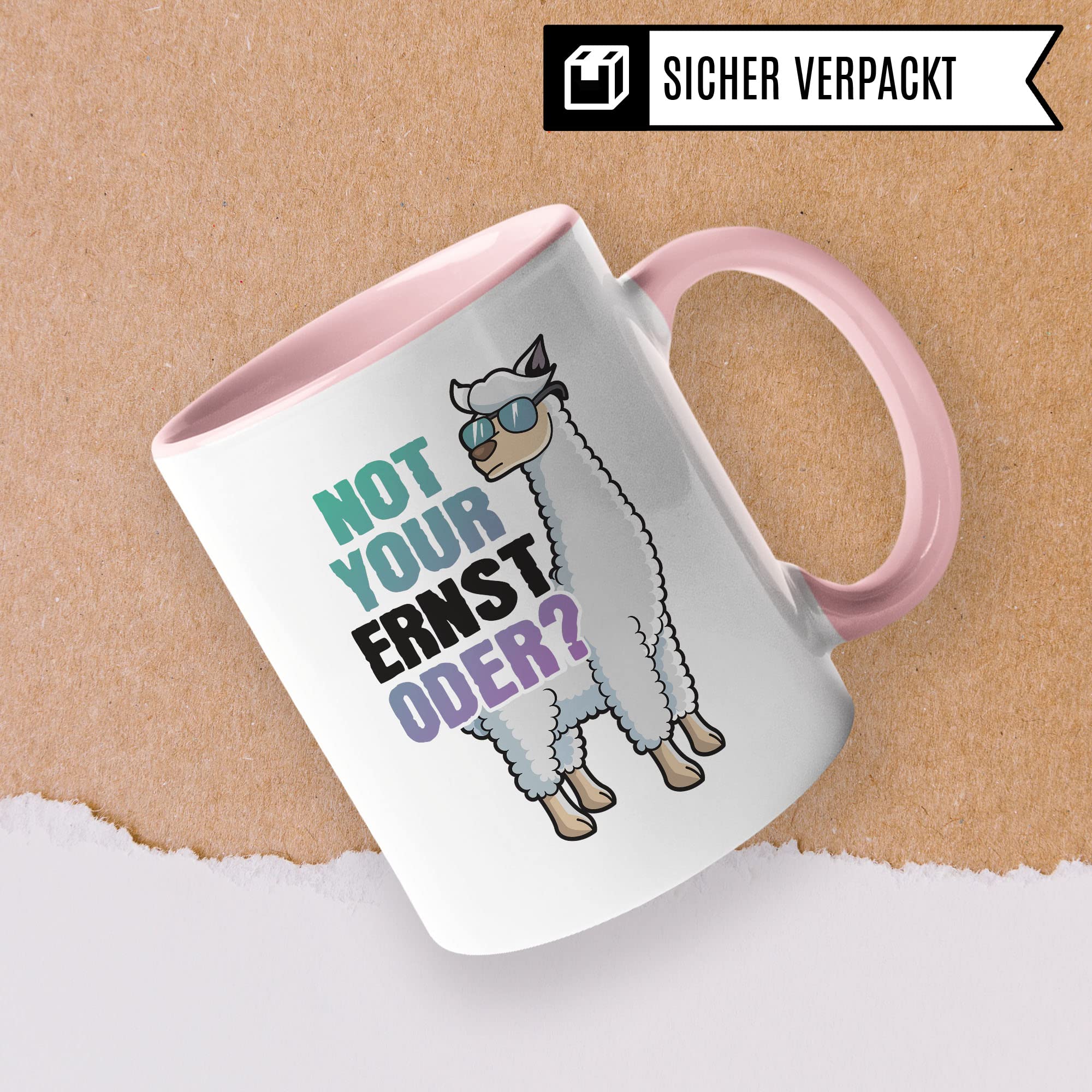 Tasse Alpaka-Motiv, Not your ernst oder? Spruch, Süßes Geschenk Alpakaliebhaber, süße Alpaka-Tasse Motiv Geschenkidee lustiger Spruch Beruf Freund Freundin Kollegen Kaffeetasse