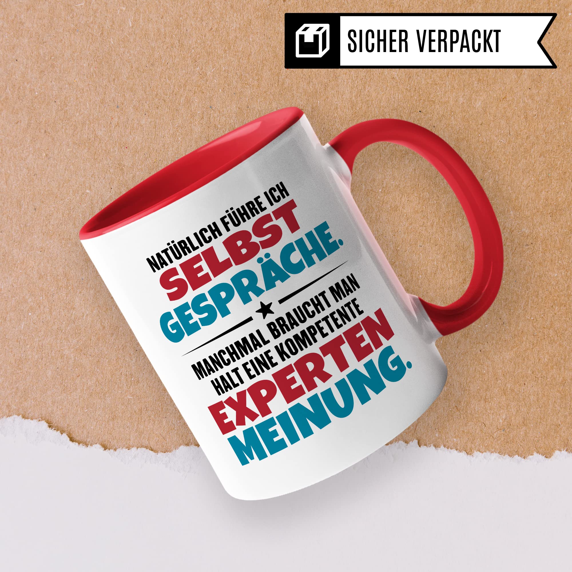 Lustige Tasse mit Spruch Kaffeetasse fürs Büro Humor Natürlich führe ich Selbstgespräche Spruch Geschenk Witz Geschenkidee Kaffee-Becher