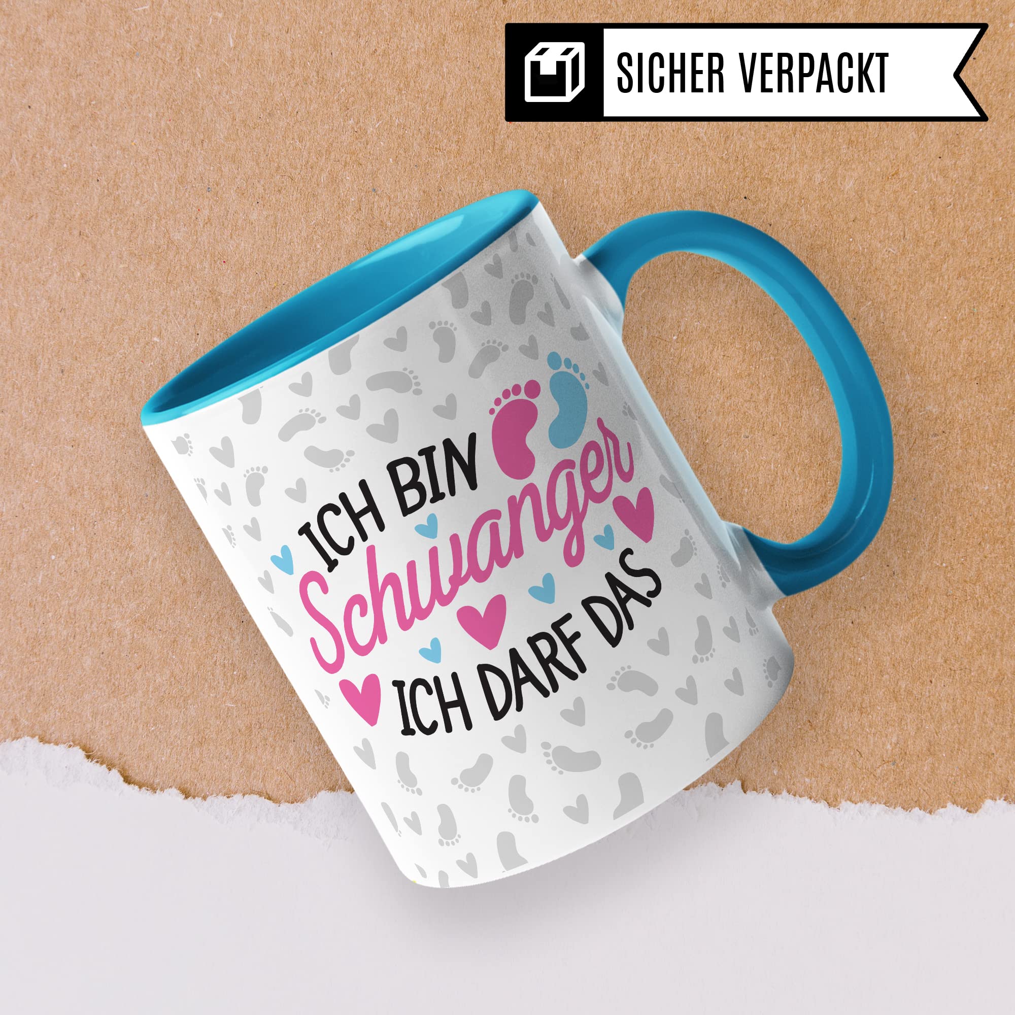 Schwangerschaft Tasse - Ich bin Schwanger Ich darf das - Geschenk für Schwangere schöner Spruch Geschenkidee werdende Mutter Kaffee-Becher