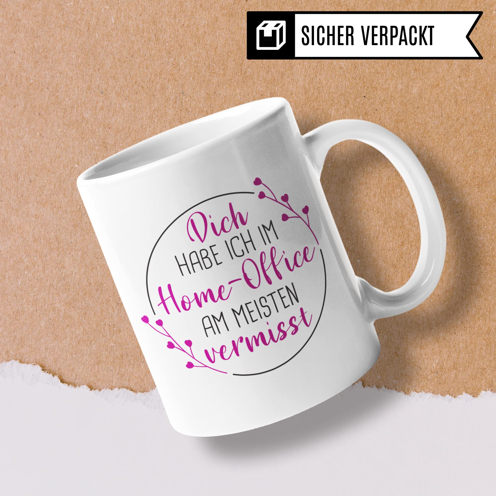 Kollegin Tasse, Kolleginnen Spruch Büro: Dich habe Ich im Home-Office am meisten vermisst, Geschenk für Kollegin Geburtstag Weihnachten, Kaffee-Becher Arbeitskollegin Job Geschenkidee