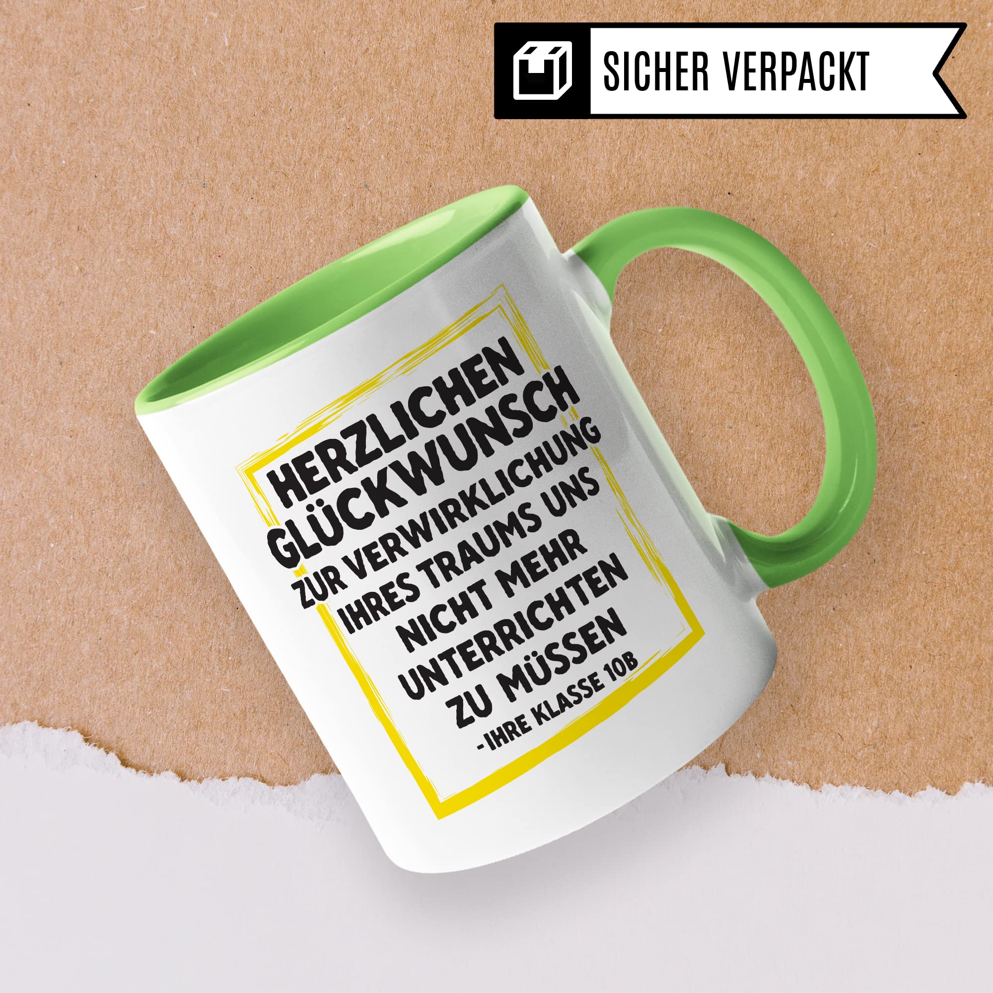 Tasse Lehrer Geschenk lustig personalisiert Lehrerin Kaffee-Tasse Geschenkidee Grundschule Tasse Abschied Abschiedsgeschenk Gymnasium Kaffee-Becher