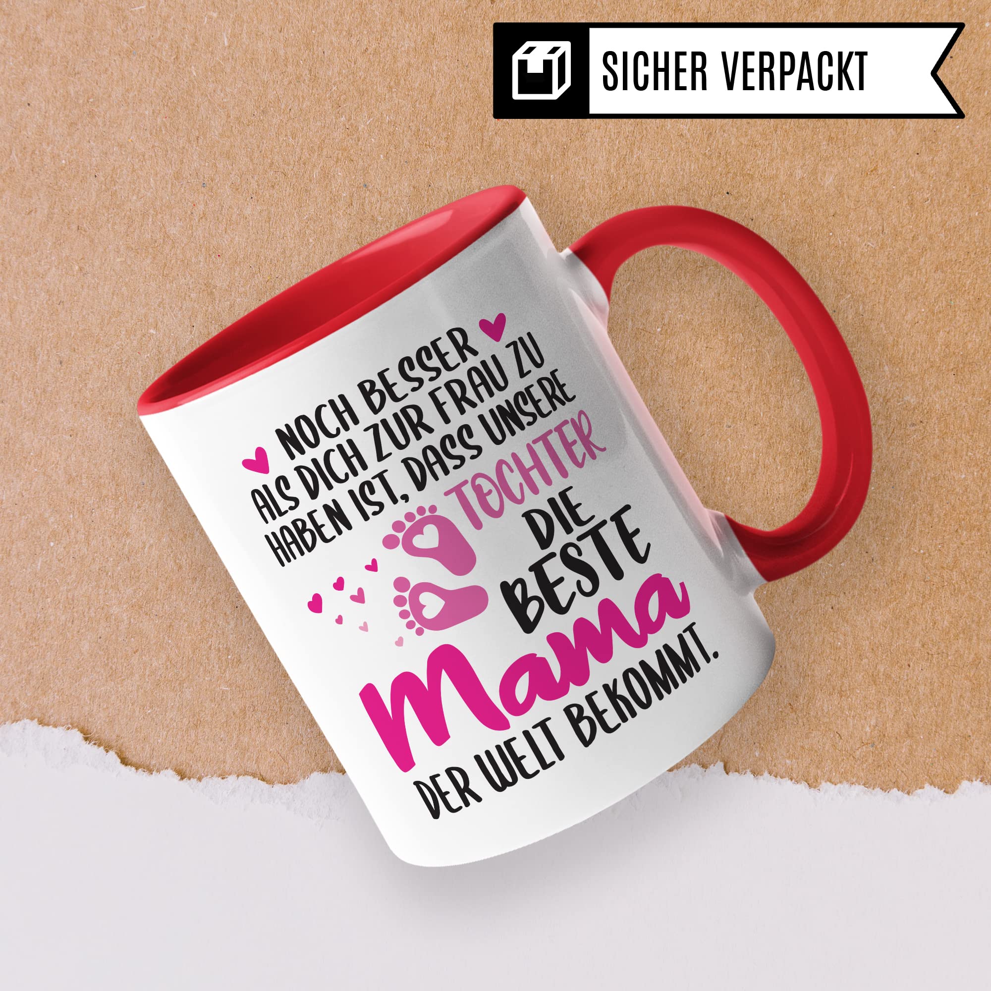 Schwangerschaft Tasse, Noch besser als dich zur Frau zu haben ist, dass unsere Tochter die beste Mama der Welt bekommt, Geschenk Schwangere, Geschenkidee werdende Mutter, Mama Geschenk