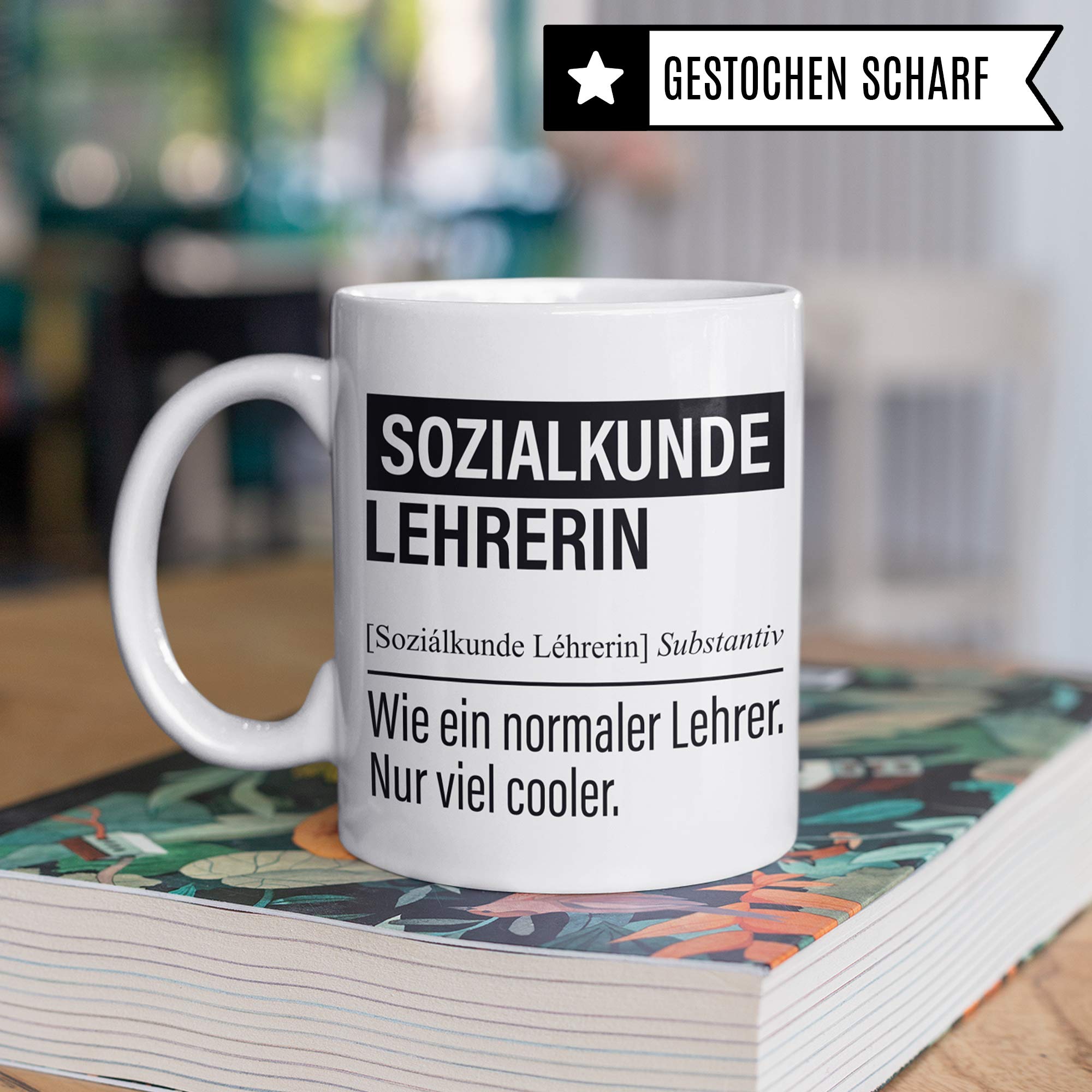 Sozialkundelehrerin Tasse, Geschenk für Sozialkunde Lehrerin, Kaffeetasse Geschenkidee Lehrerin lustig, Kaffeebecher Lehramt Schule Sozialkunde Unterricht Witz