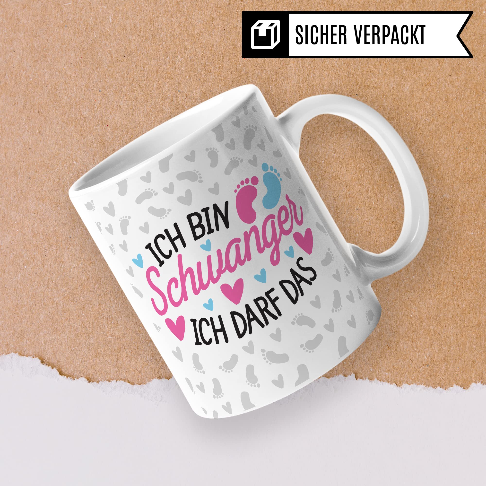 Schwangerschaft Tasse - Ich bin Schwanger Ich darf das - Geschenk für Schwangere schöner Spruch Geschenkidee werdende Mutter Kaffee-Becher