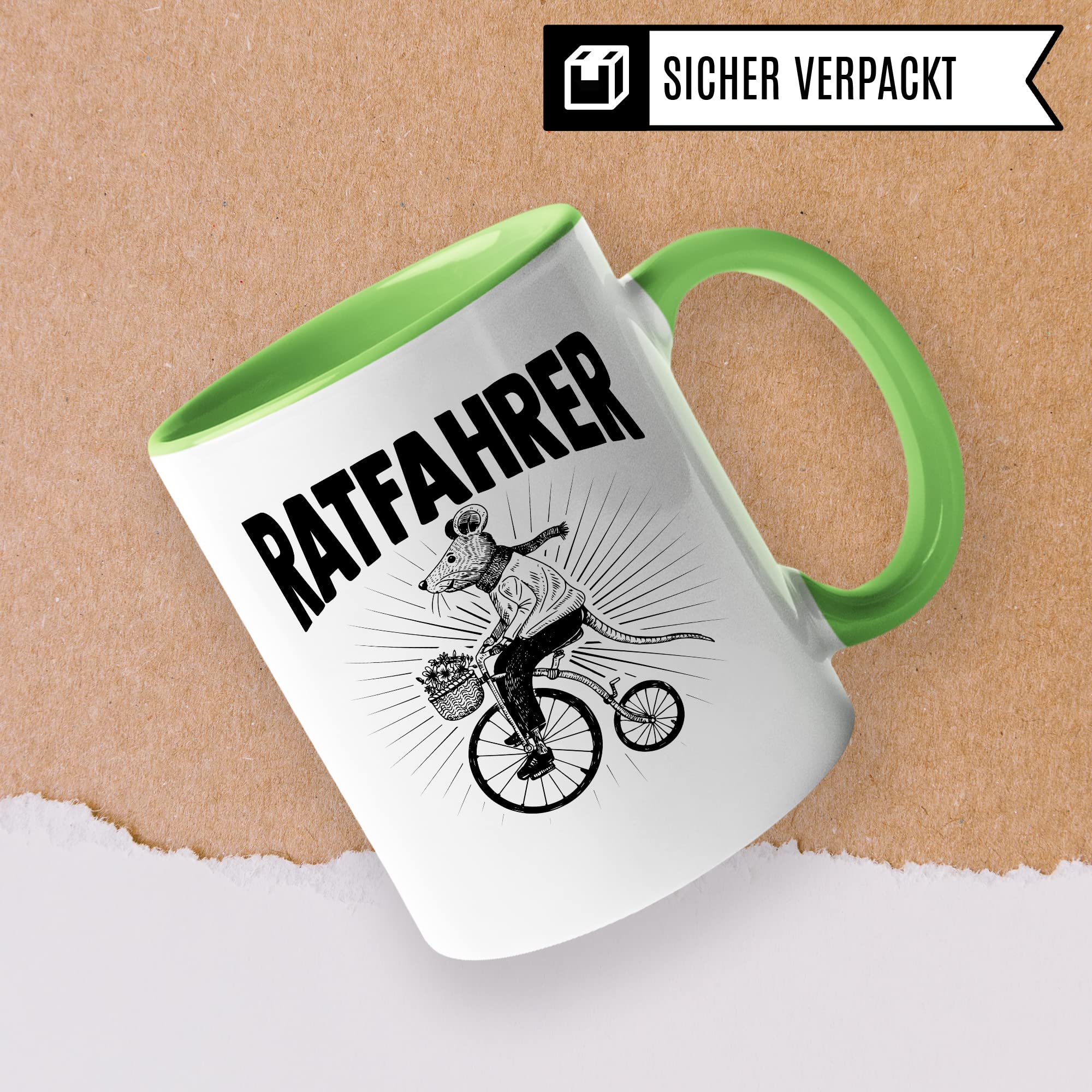 Ratfahrer Tasse Fahrrad Kaffeetasse Ratte Kaffee-becher Fahrradliebe Bike lustig Geschenk Fahrradfahren Geschenkidee Motiv Biker