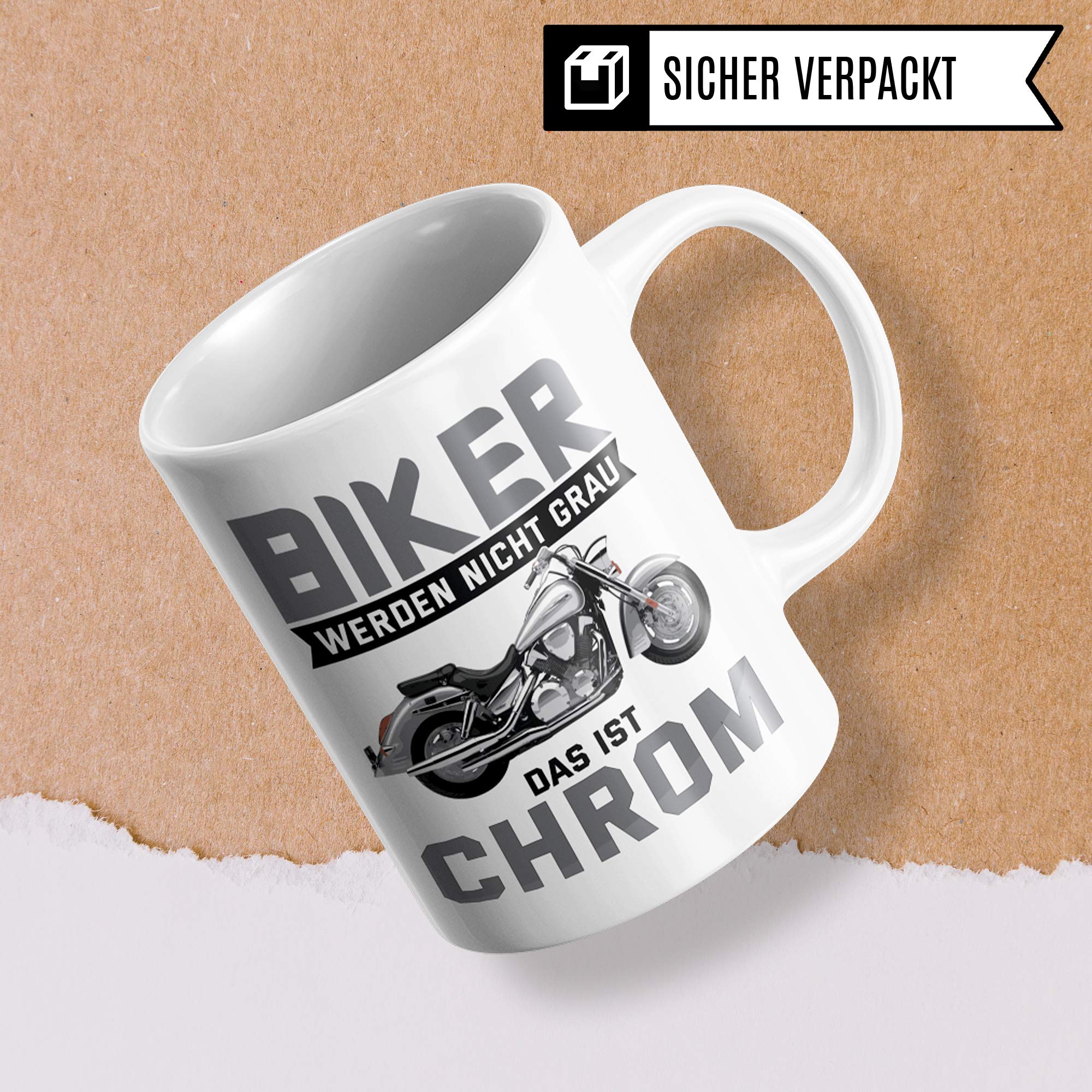 Pagma Druck Motorrad Tasse Rentner Alter Mann, Motorrad Geschenke für Männer lustig, Becher Geschenkidee für Motorradfahrer, Motorradtour Kaffeetasse Kaffeebecher