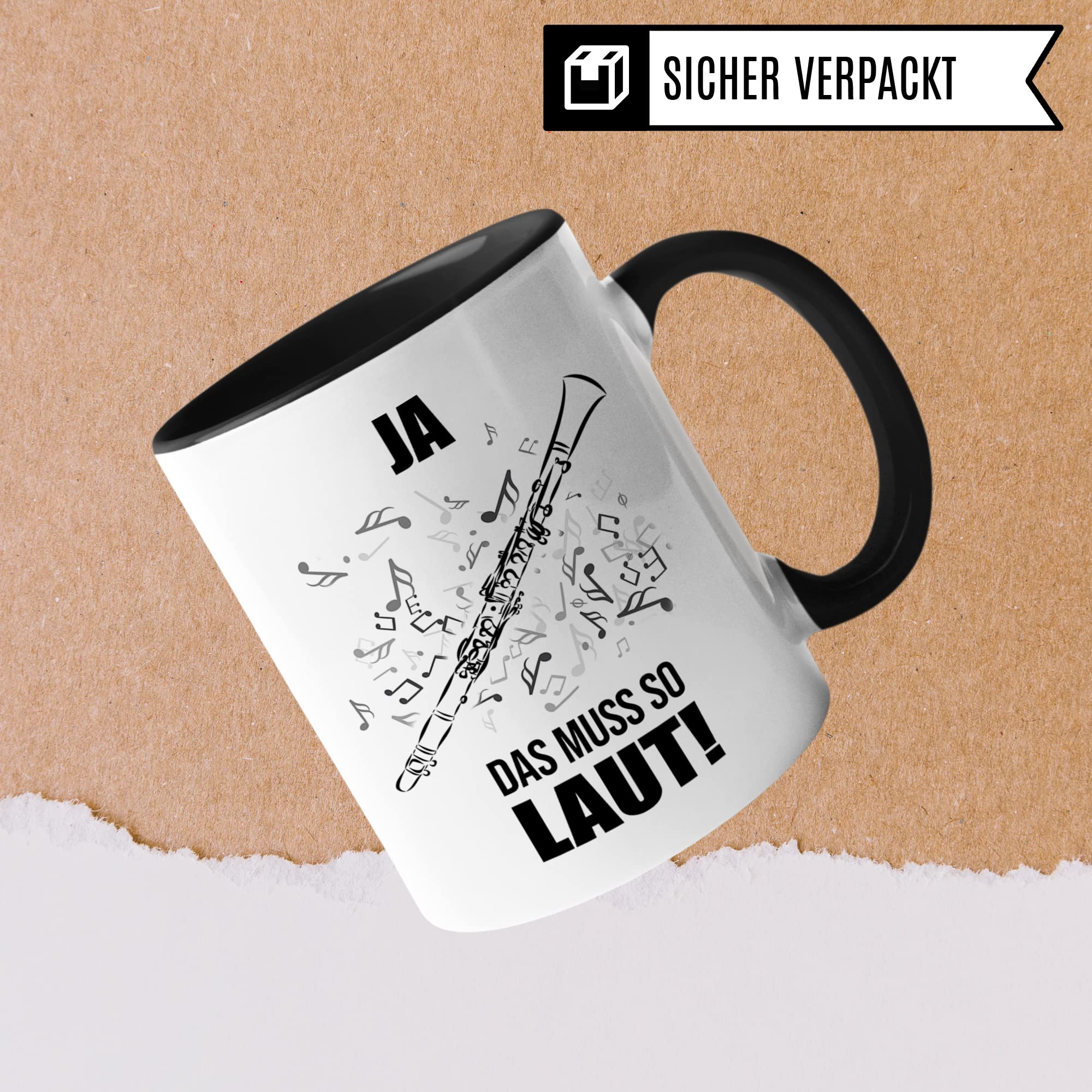 Klarinette Tasse - Musik Geschenk für Klarinettist Klarinettistin - Kaffeetasse Musiker Klarinettenspieler - Instrument Geschenkideen Becher Holzblasinstrumenten Spruch Kaffeebecher