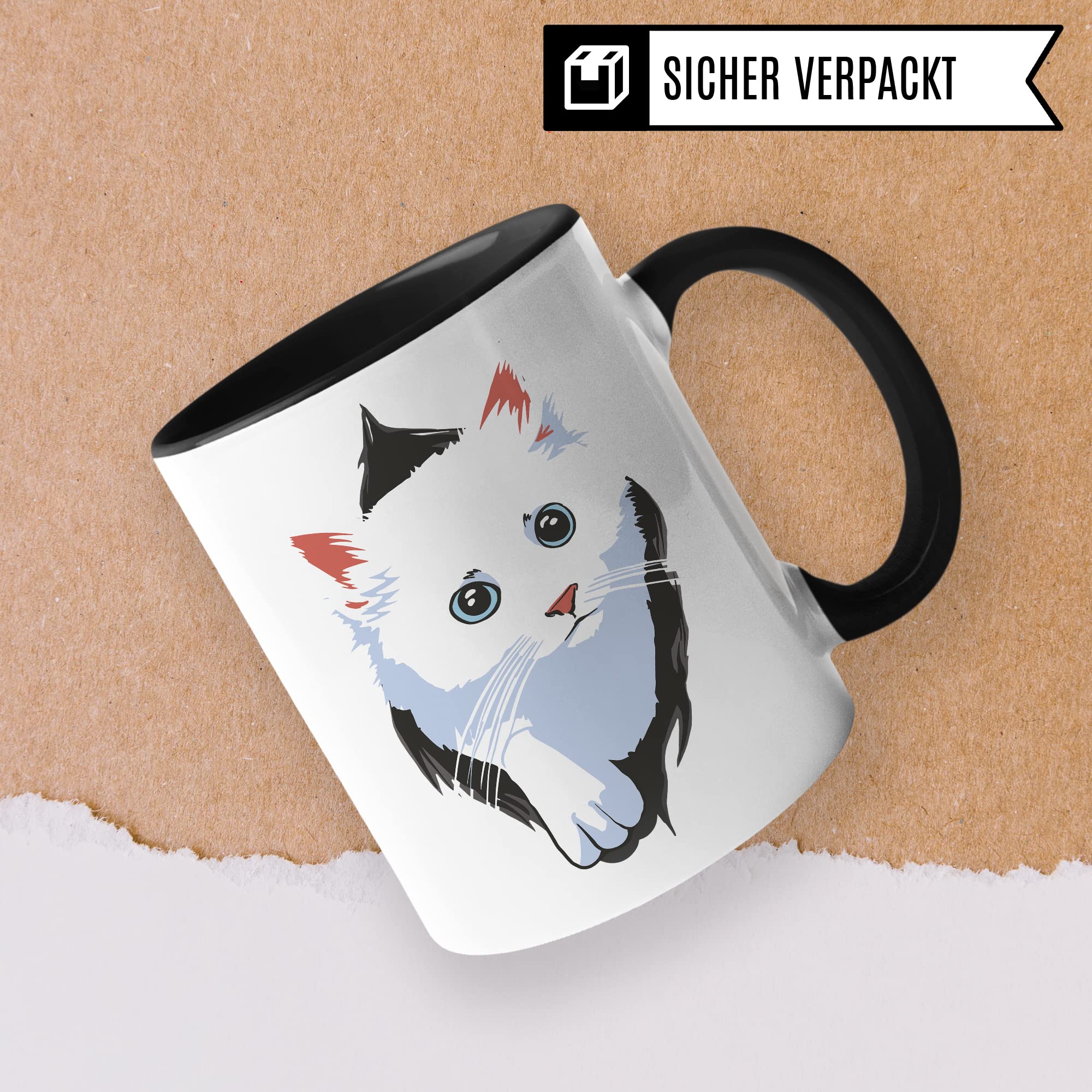 Tasse Katzen-Motiv, Geschenk Katzenliebhaber, süße Katzen-Tasse Motiv, Geschenk Kollegen Freund Freundin, lustige Katze Kater Katzenfreund Büro-Tasse