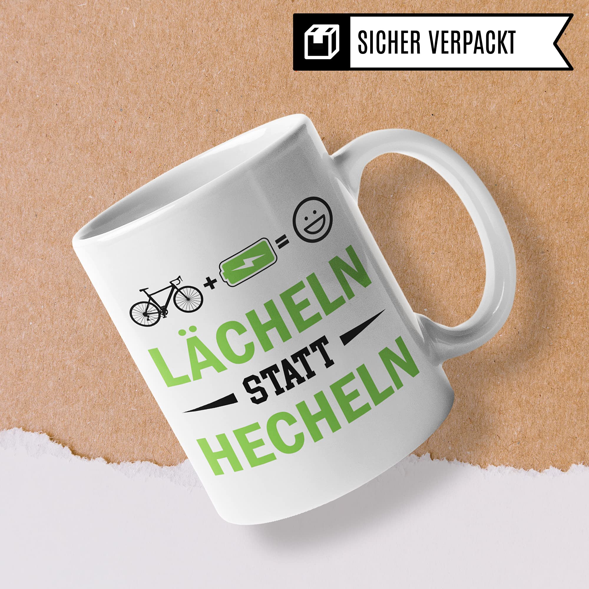 Tasse E-Bike, Geschenke für EBike Fahrer Becher, Fahrrad Elektrorad Geschenkidee, Kaffeebecher Pedelec E Bike Kaffeetasse